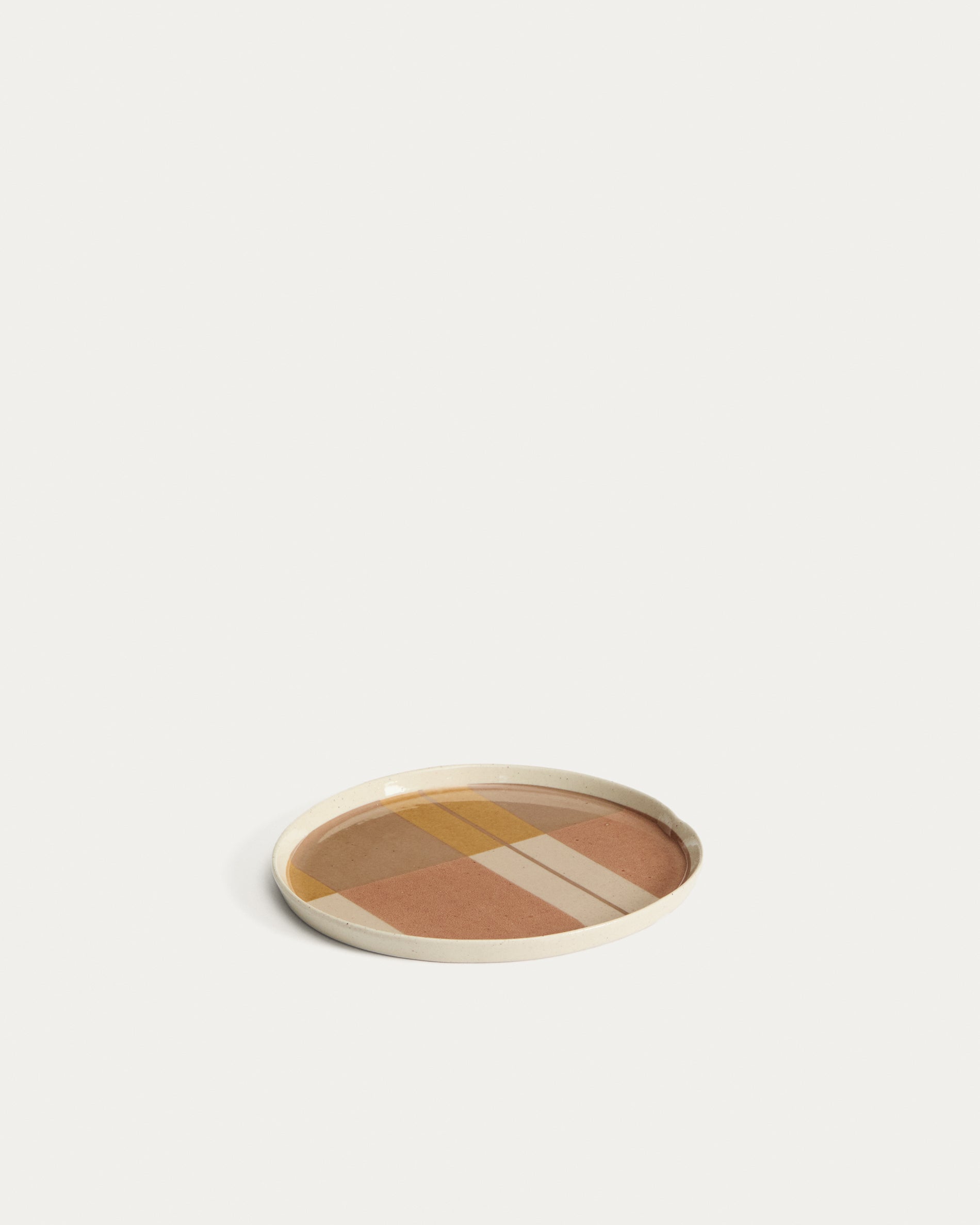 Julnet dessert plate in beige ceramic - Product View