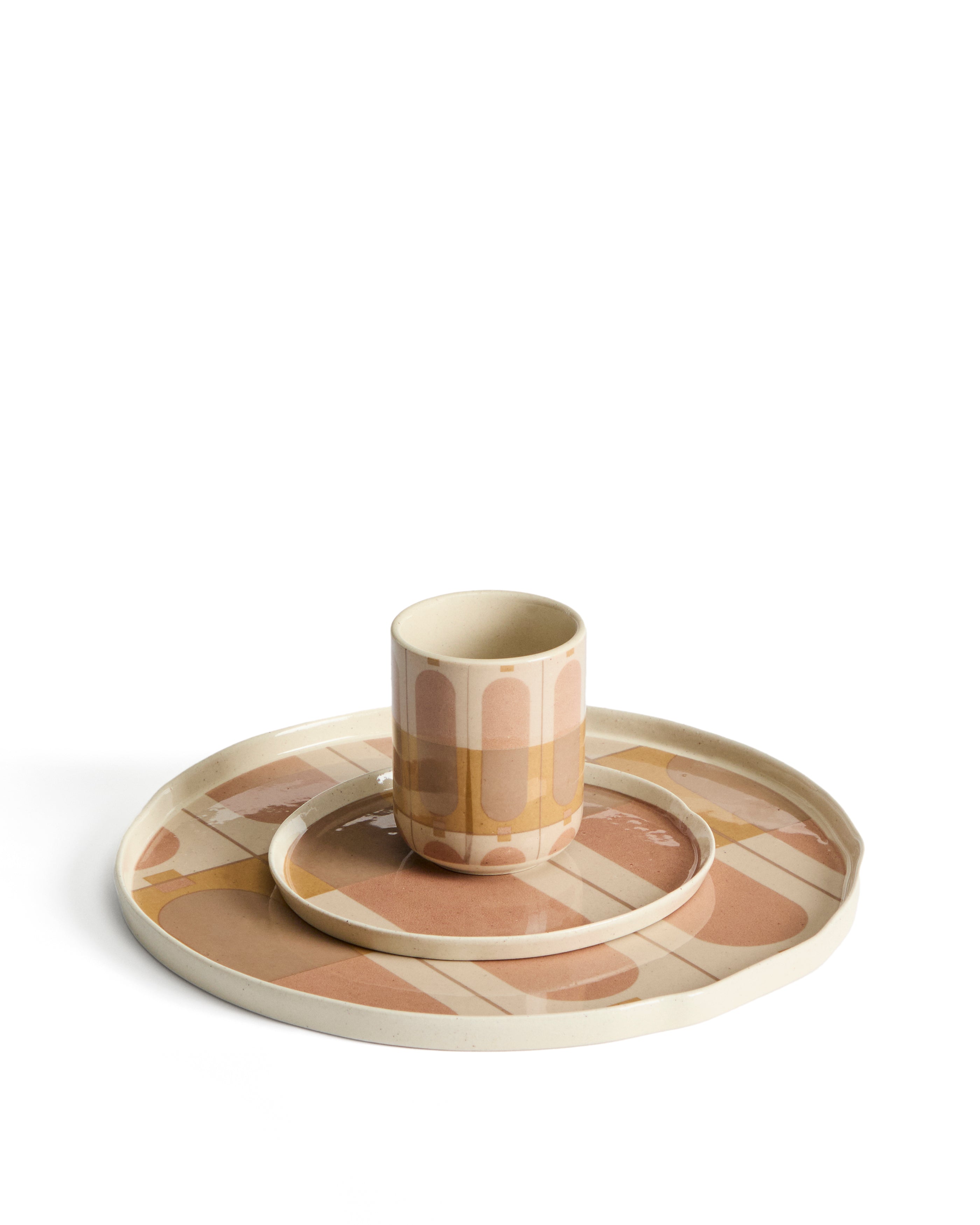 Julnet dinner plate in beige ceramic - Product Image