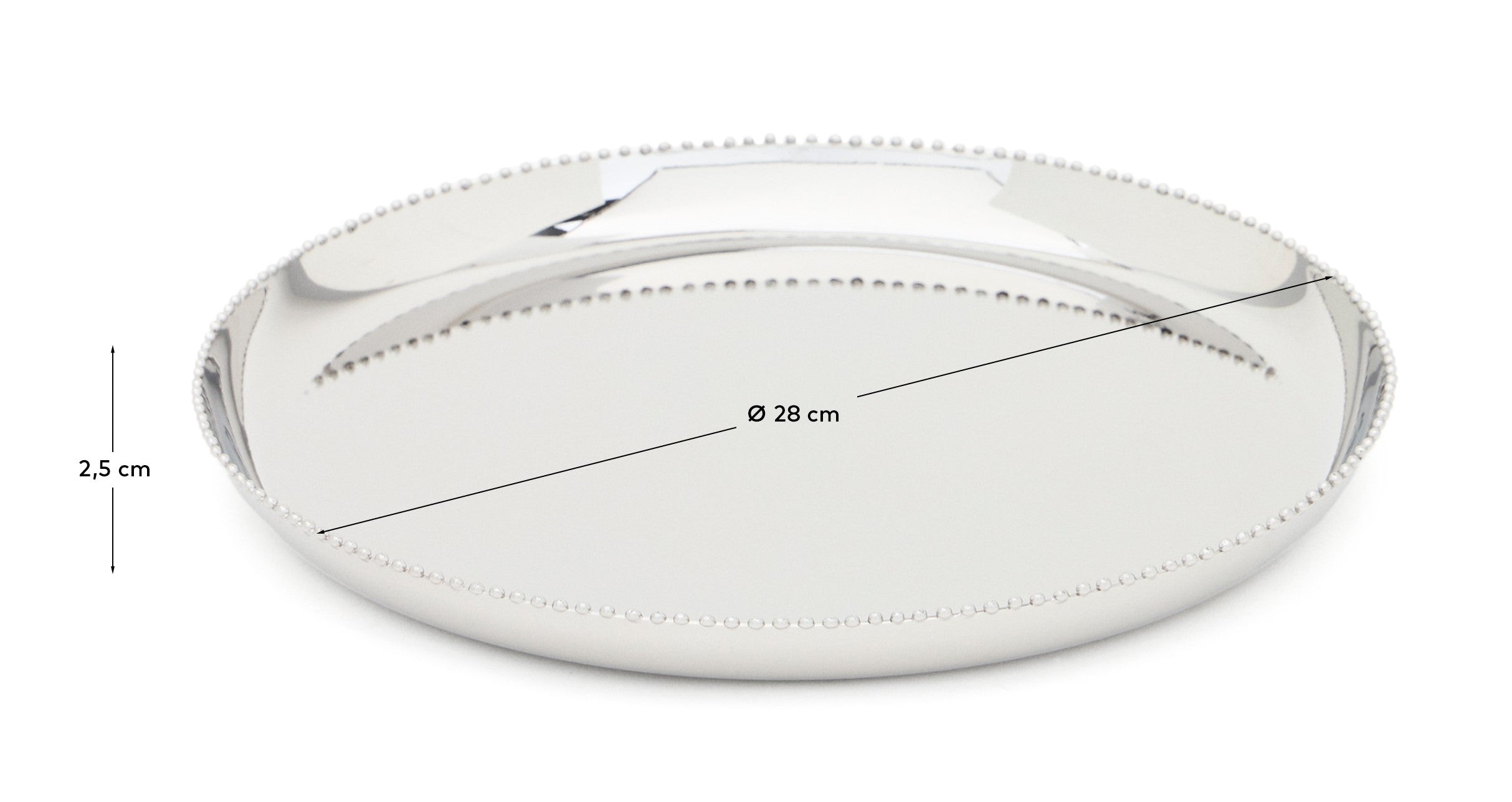 Nirela stainless steel tray Ø 28cm - Measurements