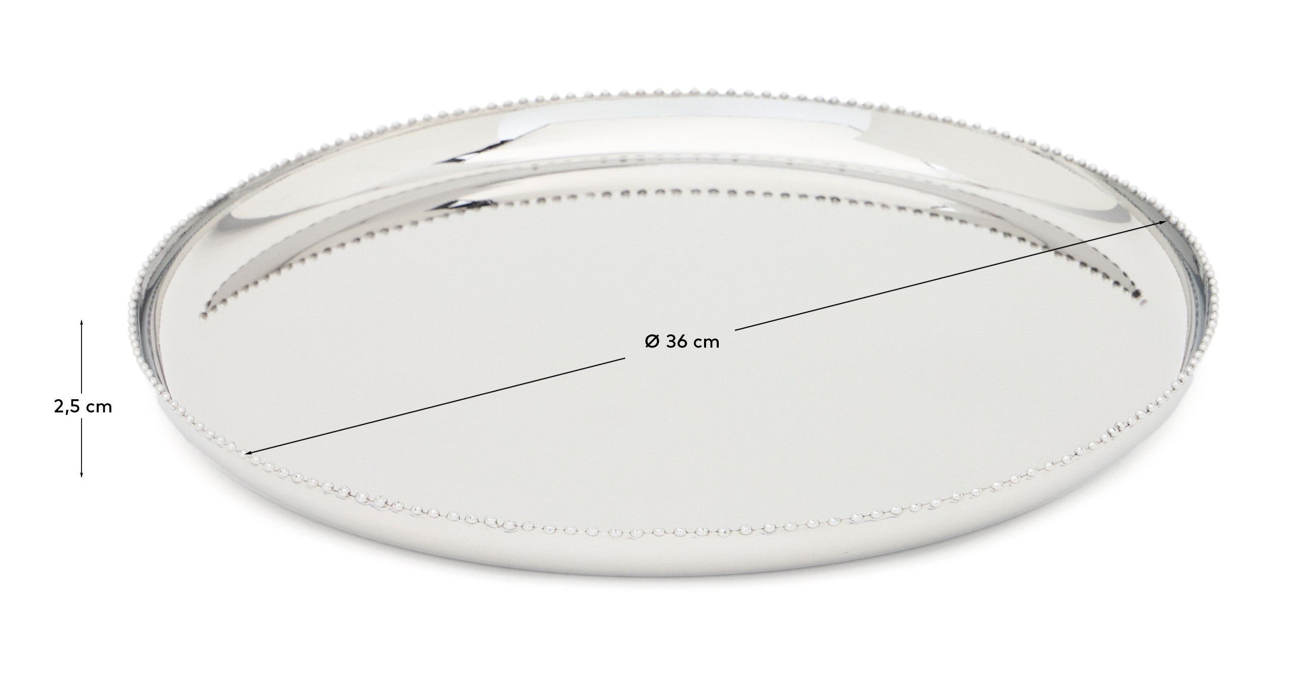 Nirela stainless steel tray Ø 36cm - Measurements