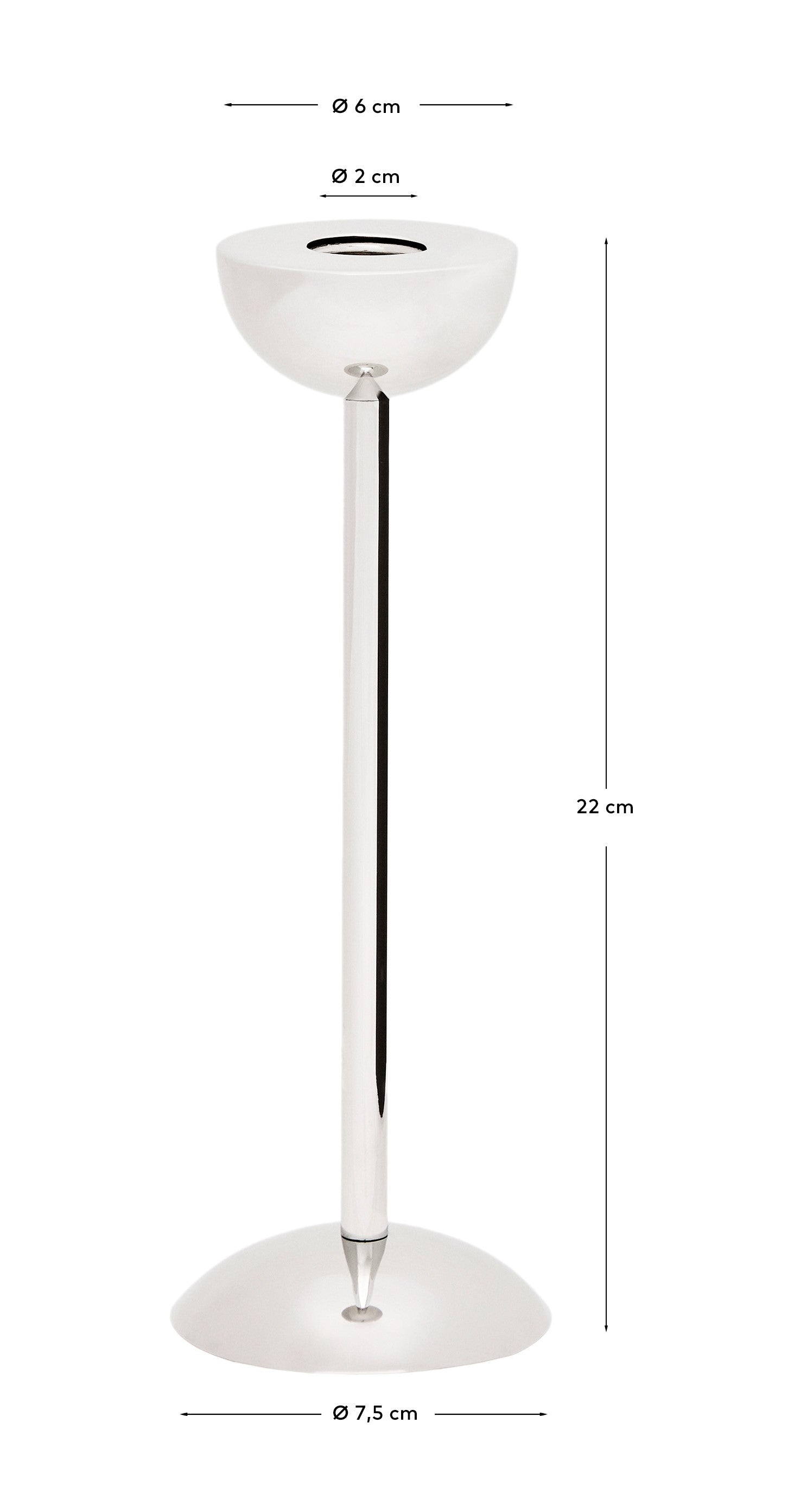 Nirela stainless steel candle holder 22cm - Measurements