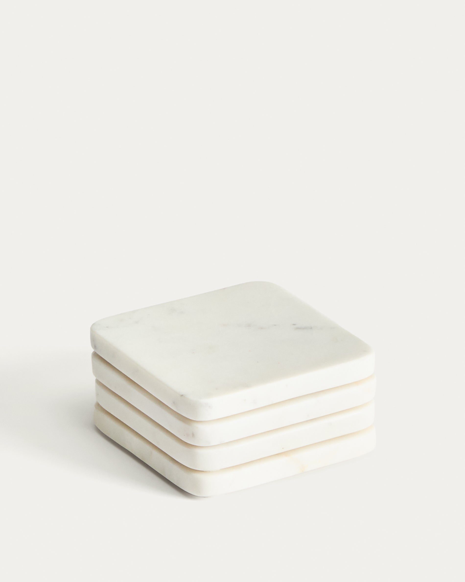 Nuvir set of 4 white marble coasters - Product View