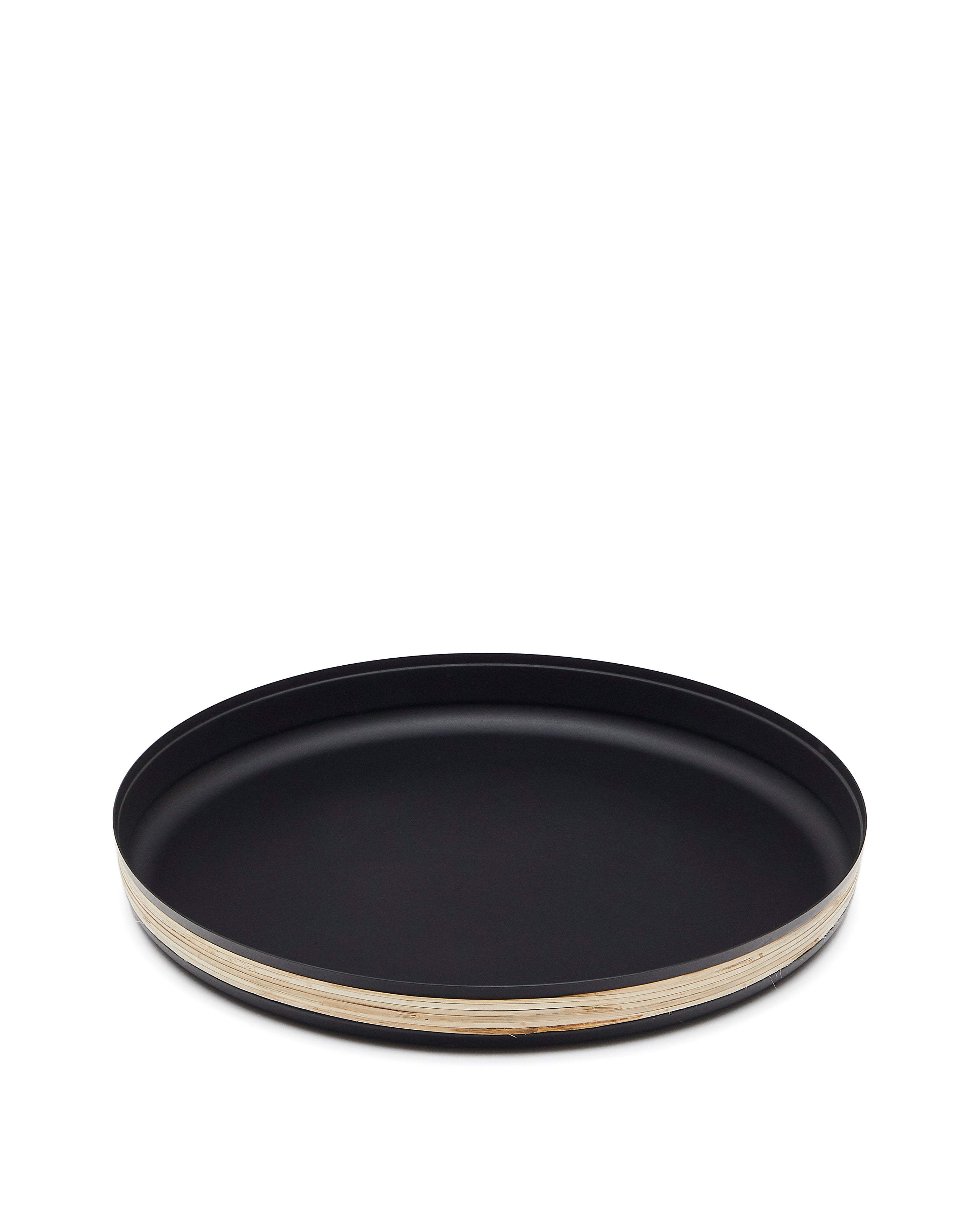 Shai tray made of stainless steel and rattan - Product Image