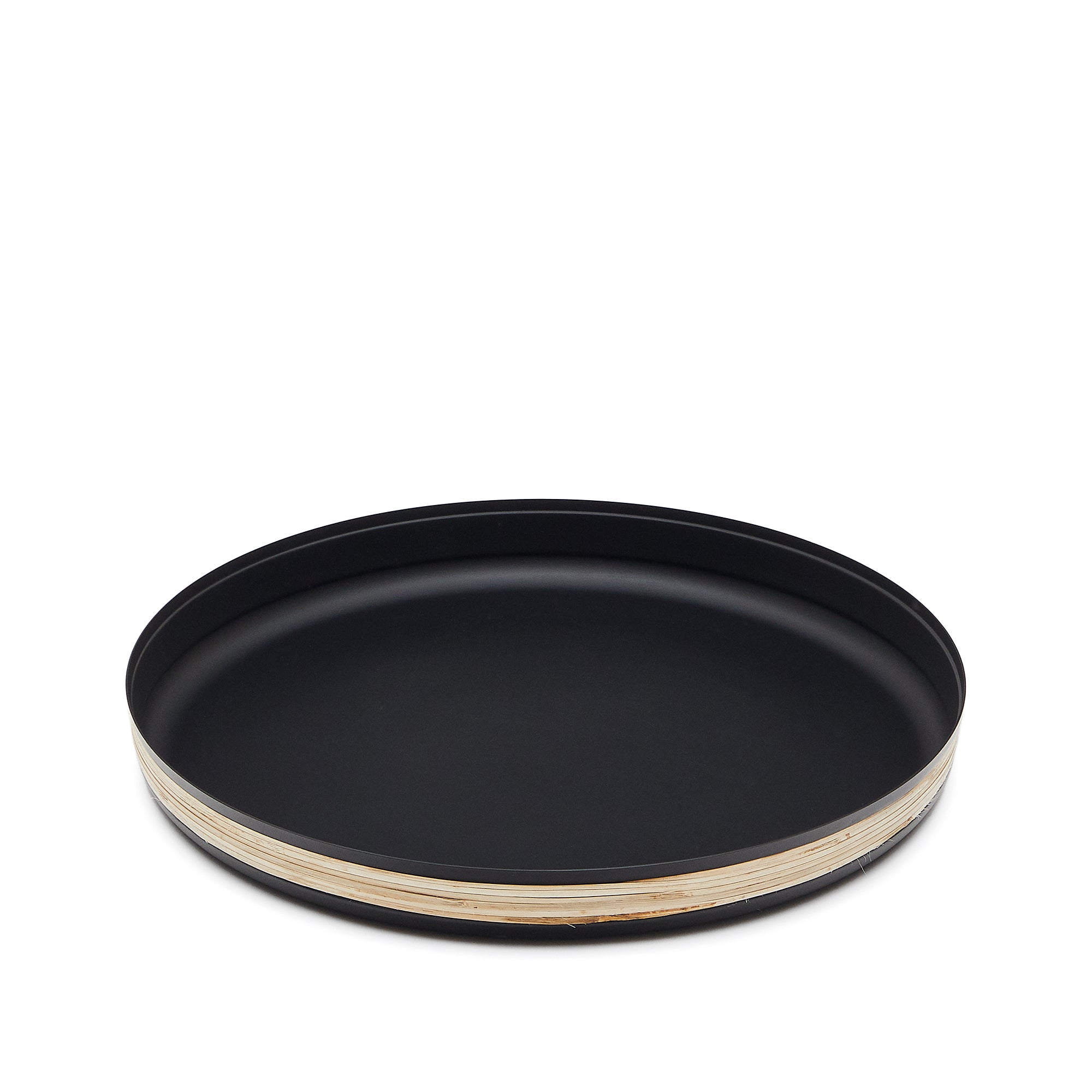 Shai tray made of stainless steel and rattan - Product Image