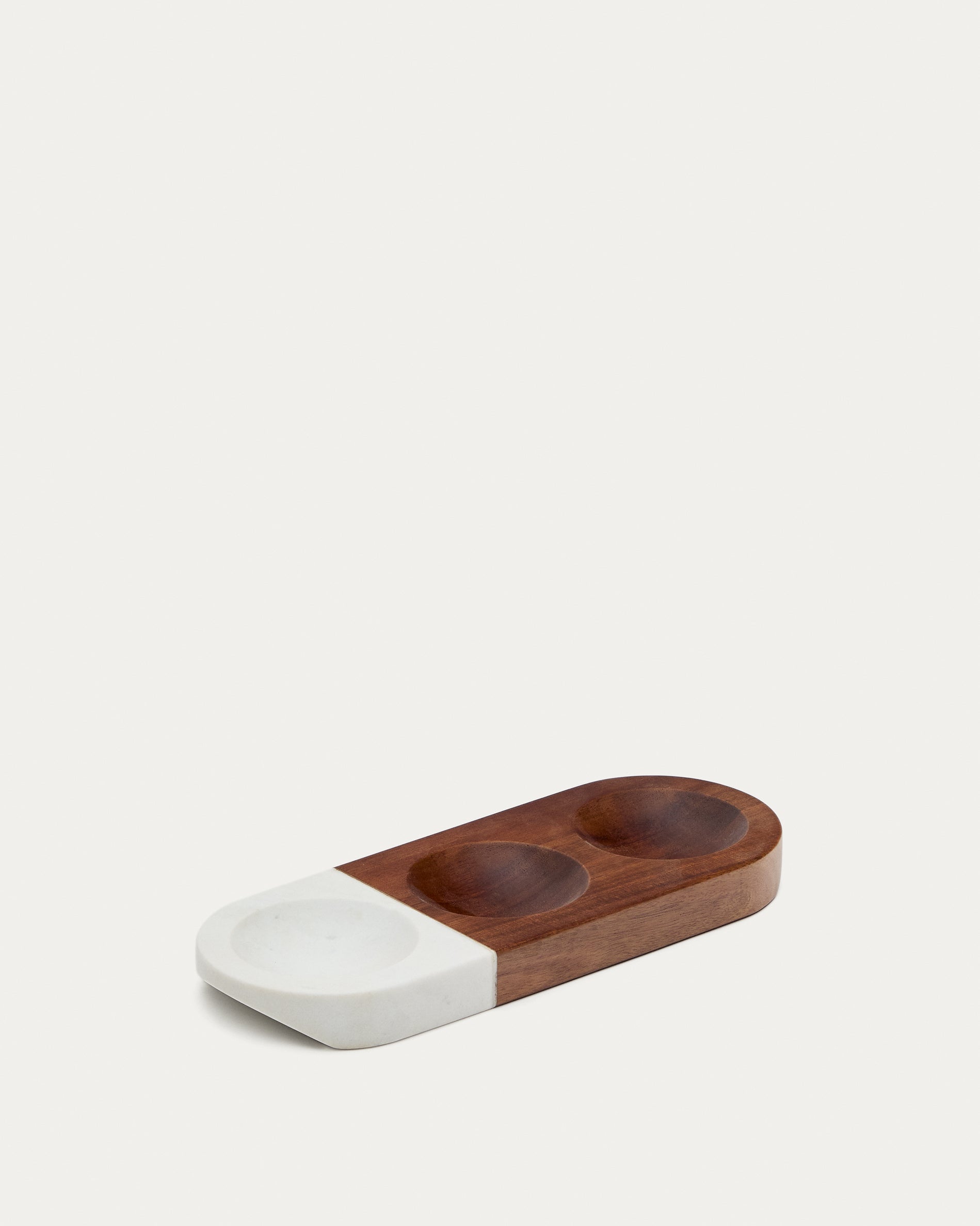 Tori serving dish for snacks made of acacia wood and white marble FSC 100% - Product View