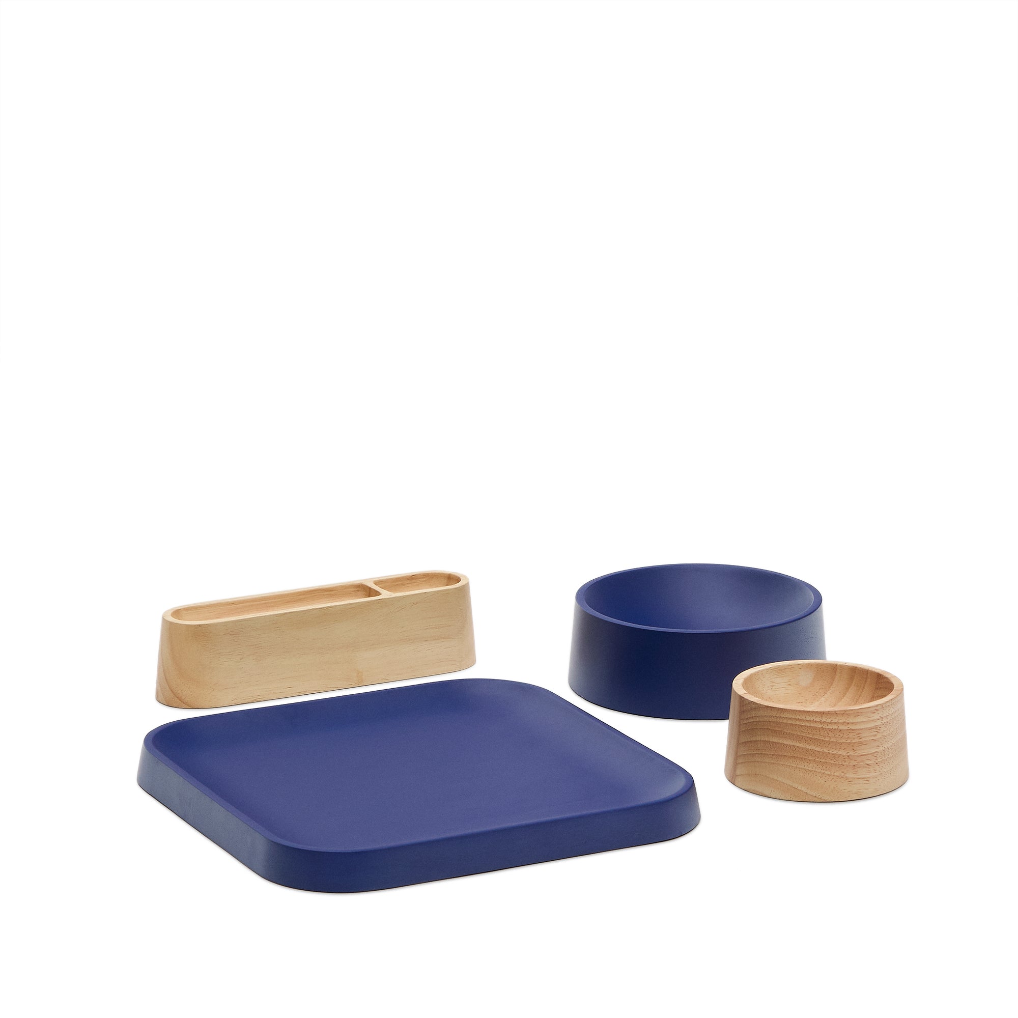 Bletz set of serving dishes for snacks made of acacia wood in a natural, blue finish FSC 100% - Product Image