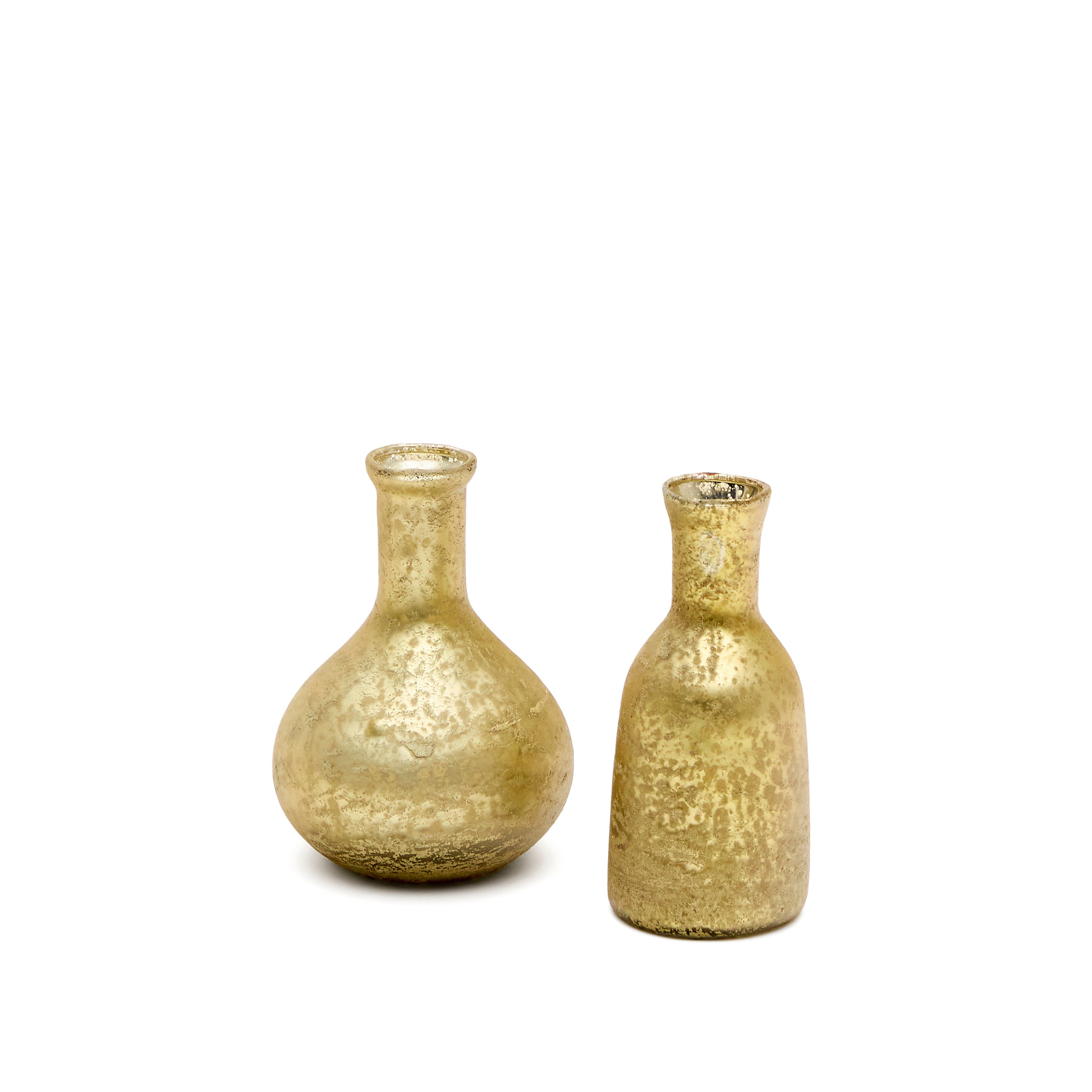 Deila set of 2 gold, recycled-glass vases, 10 cm - Product Image