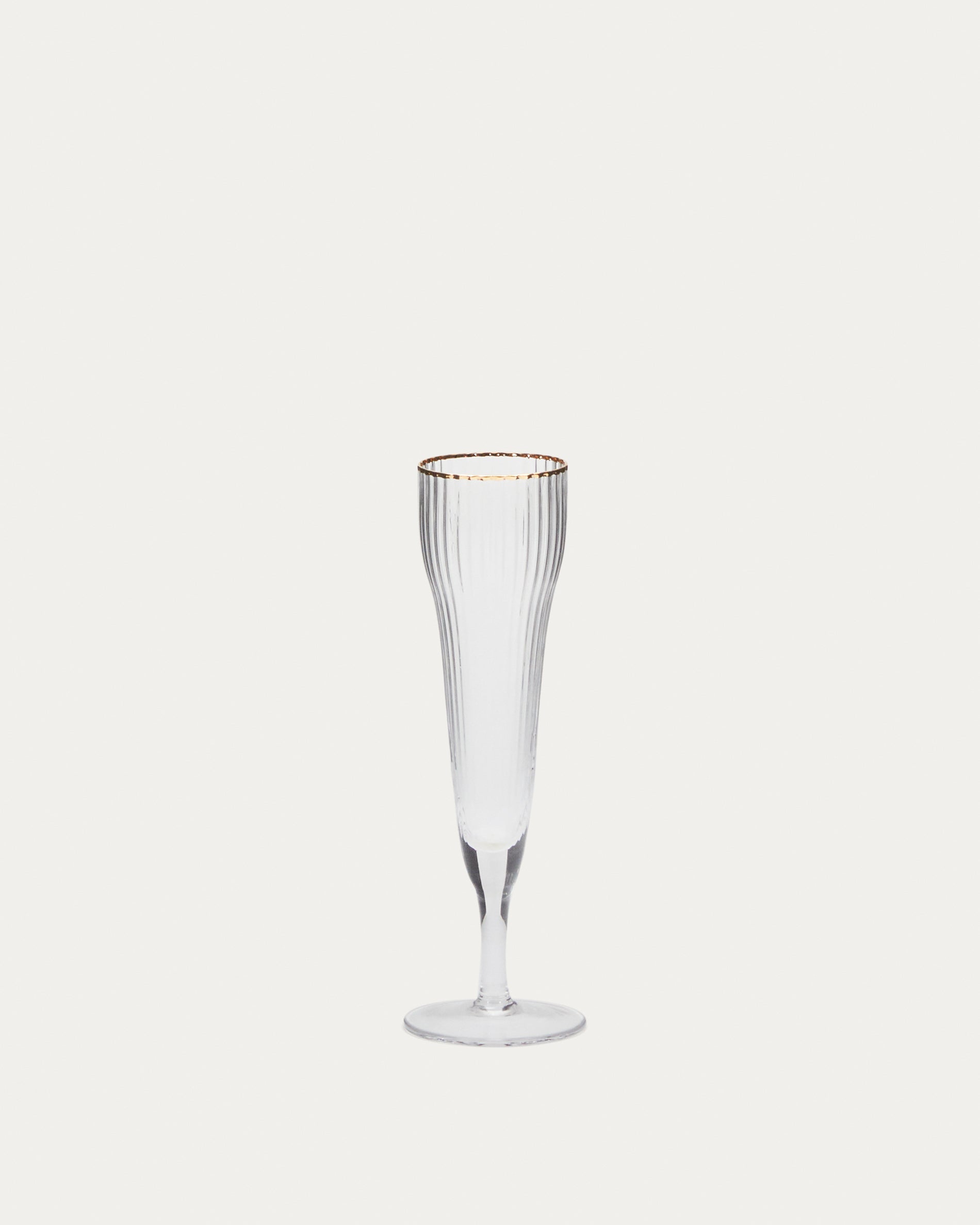 Ayan champagne flute in transparent glass, with a gold feature, 19 cl - Product View