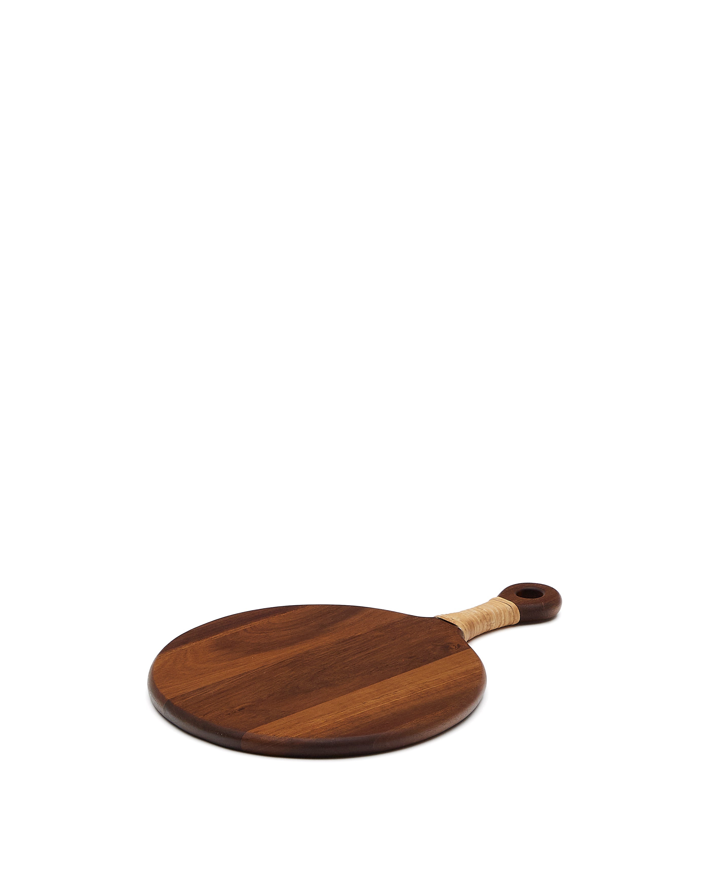 Sardis small round serving board FSC 100% acacia wood and rattan - Product Image