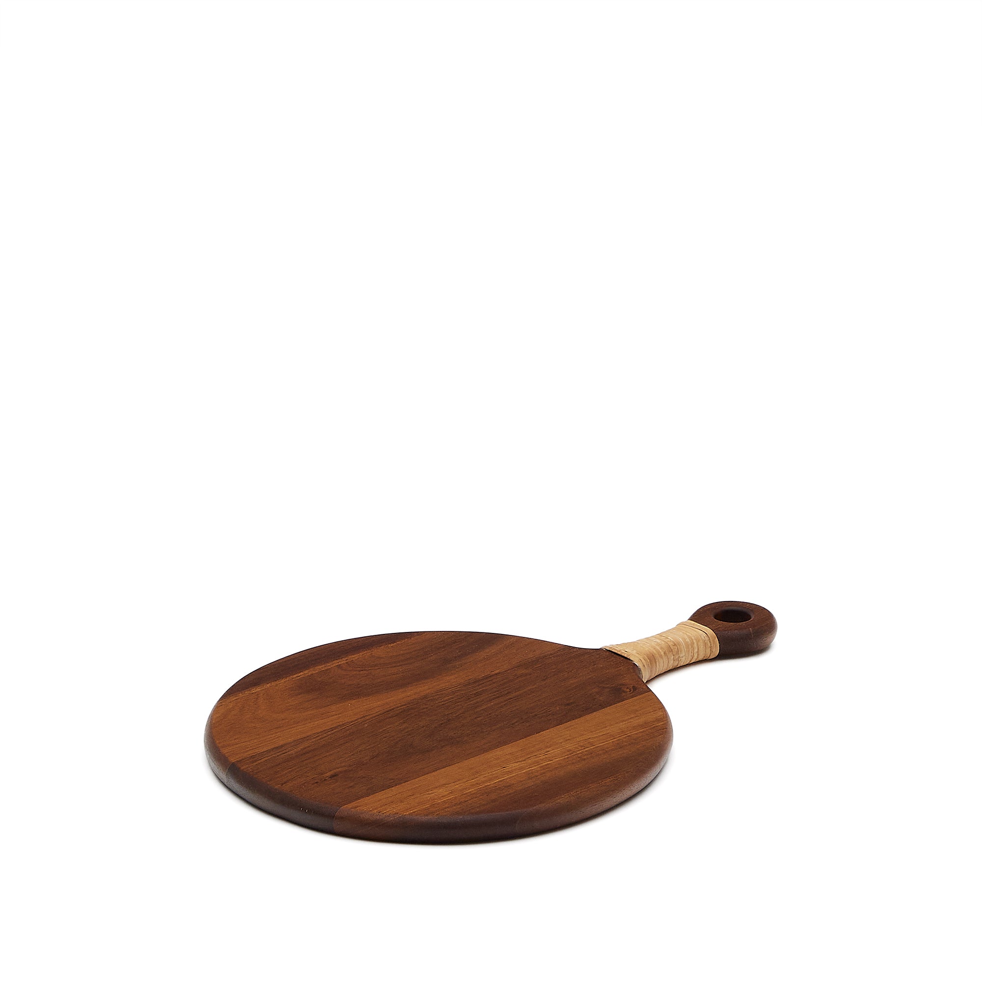 Sardis small round serving board FSC 100% acacia wood and rattan - Product Image
