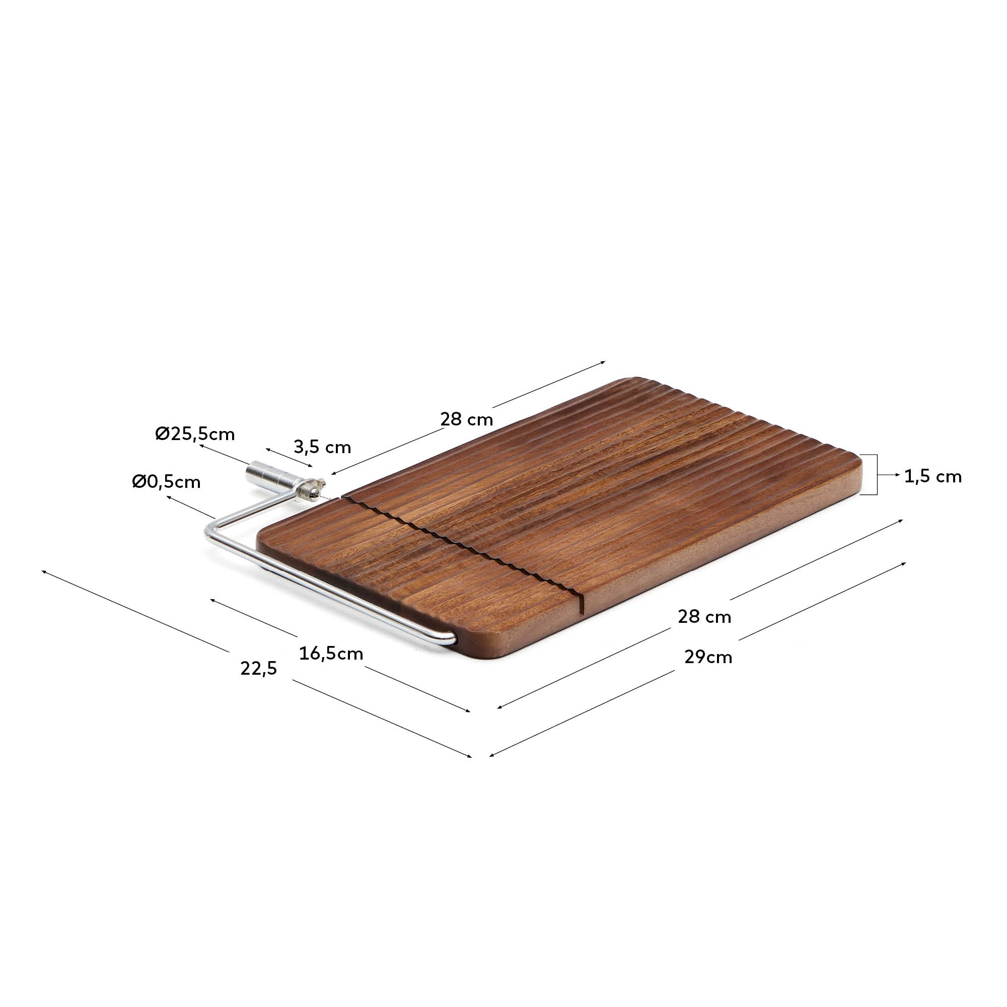 Rommu cheese cutting board made of acacia wood FSC 100% - Measurements