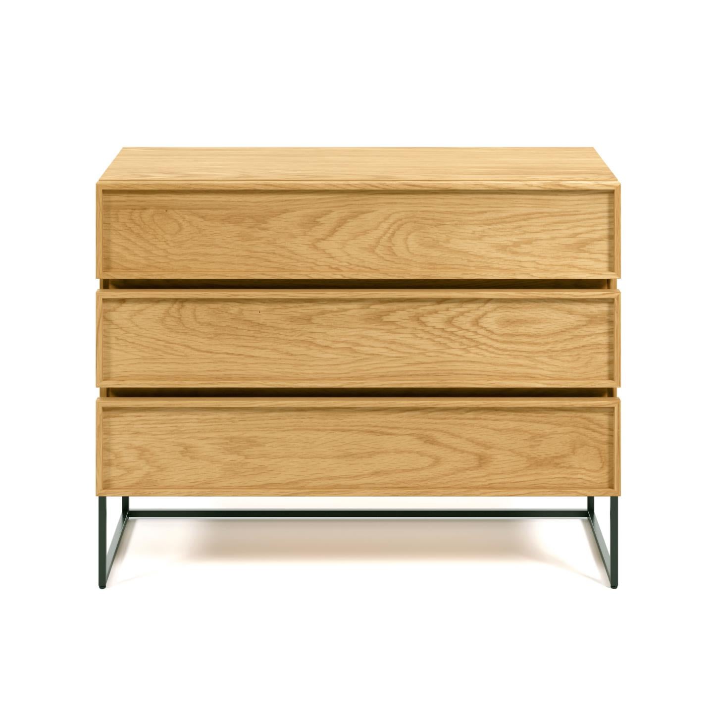 Taiana chest of drawers with oak veneer and steel frame with black finish 100 x 78 cm - Product Image