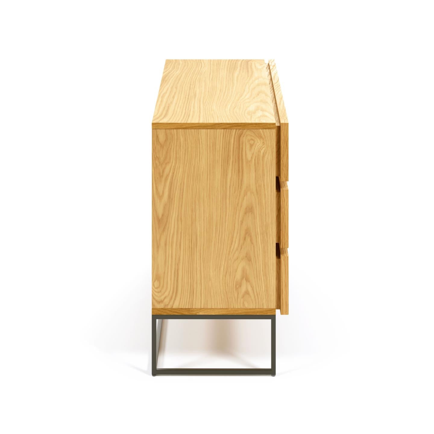 Taiana chest of drawers with oak veneer and steel frame with black finish 100 x 78 cm - Product Image