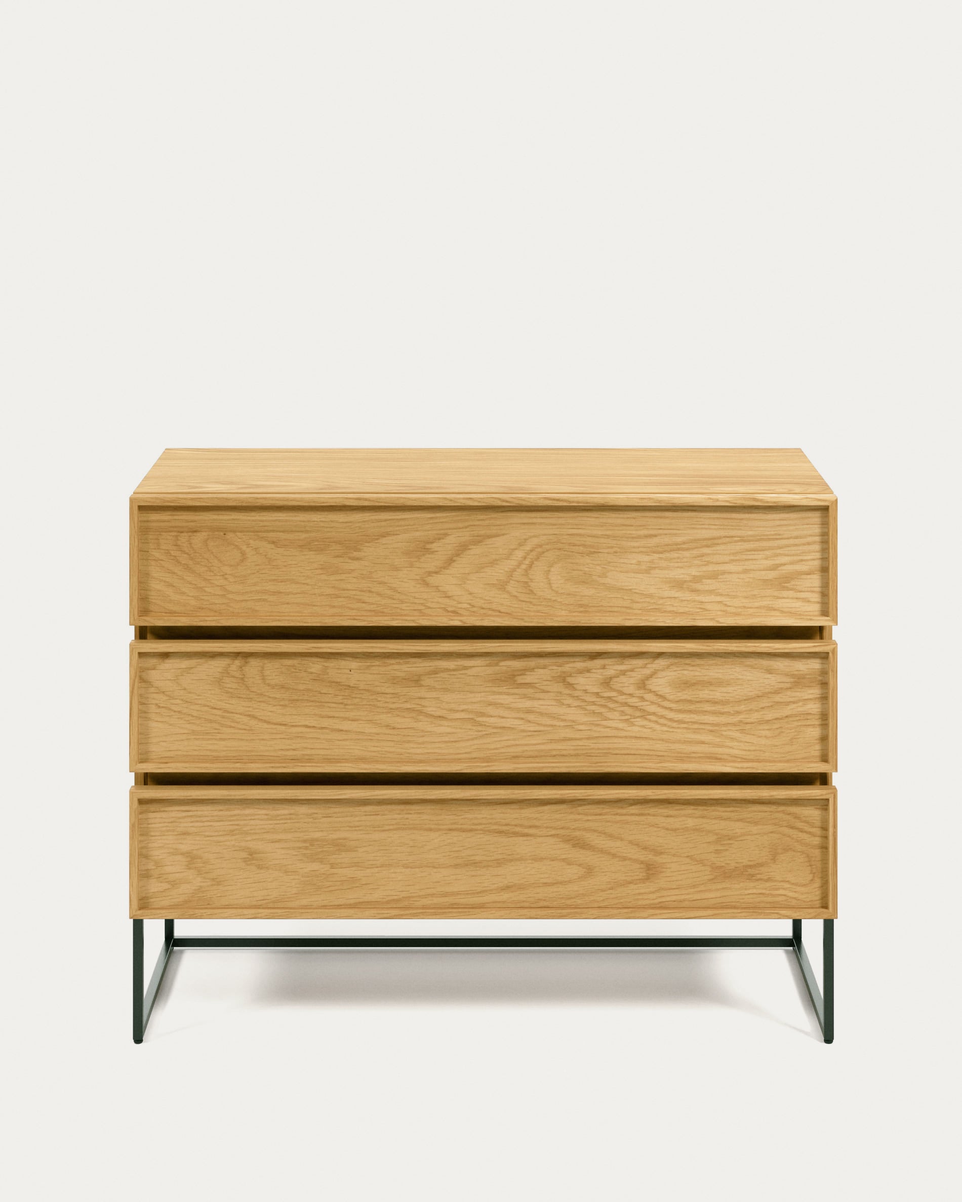 Taiana chest of drawers with oak veneer and steel frame with black finish 100 x 78 cm - Product View