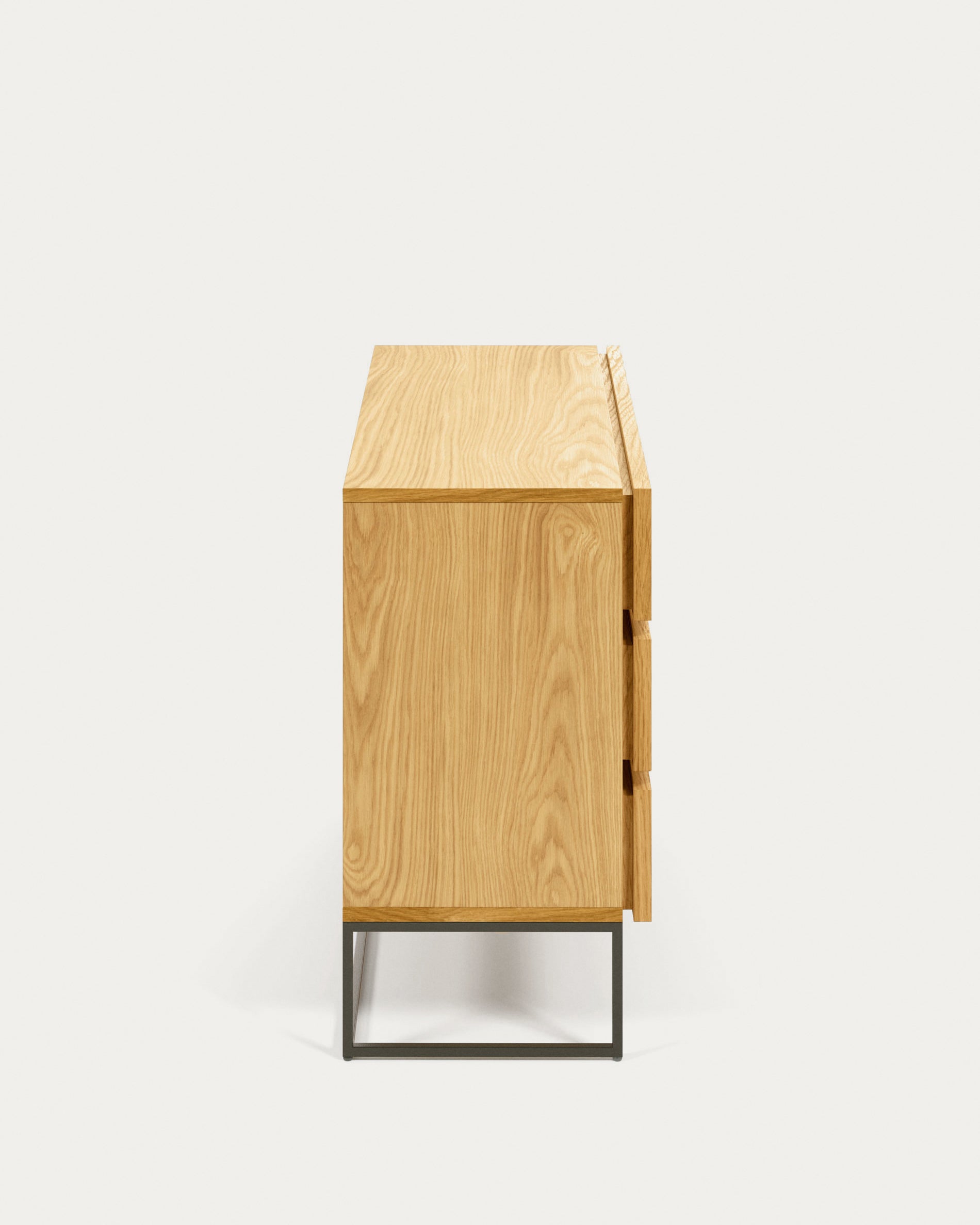Taiana chest of drawers with oak veneer and steel frame with black finish 100 x 78 cm - Product View