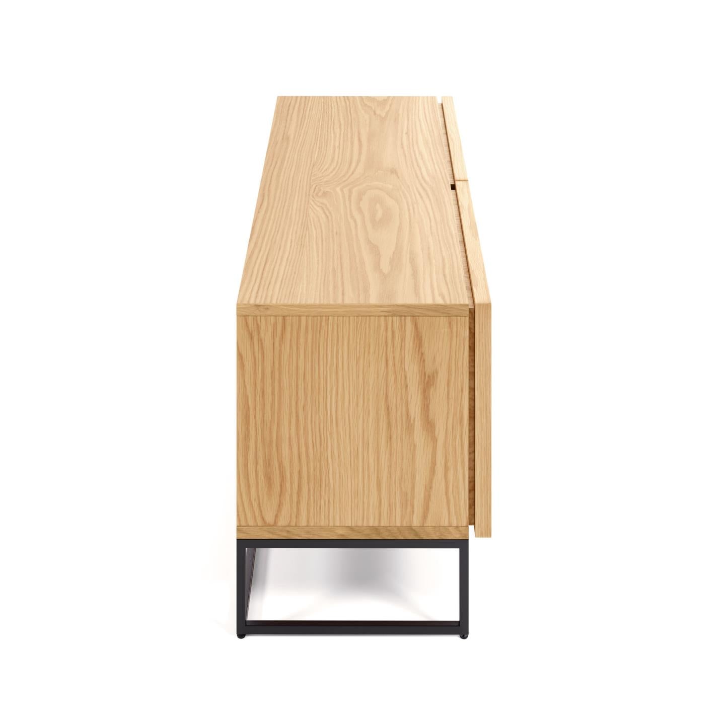 Taiana 2 door TV stand with oak veneer and steel frame in black finish, 112 x 51 cm - Product Image