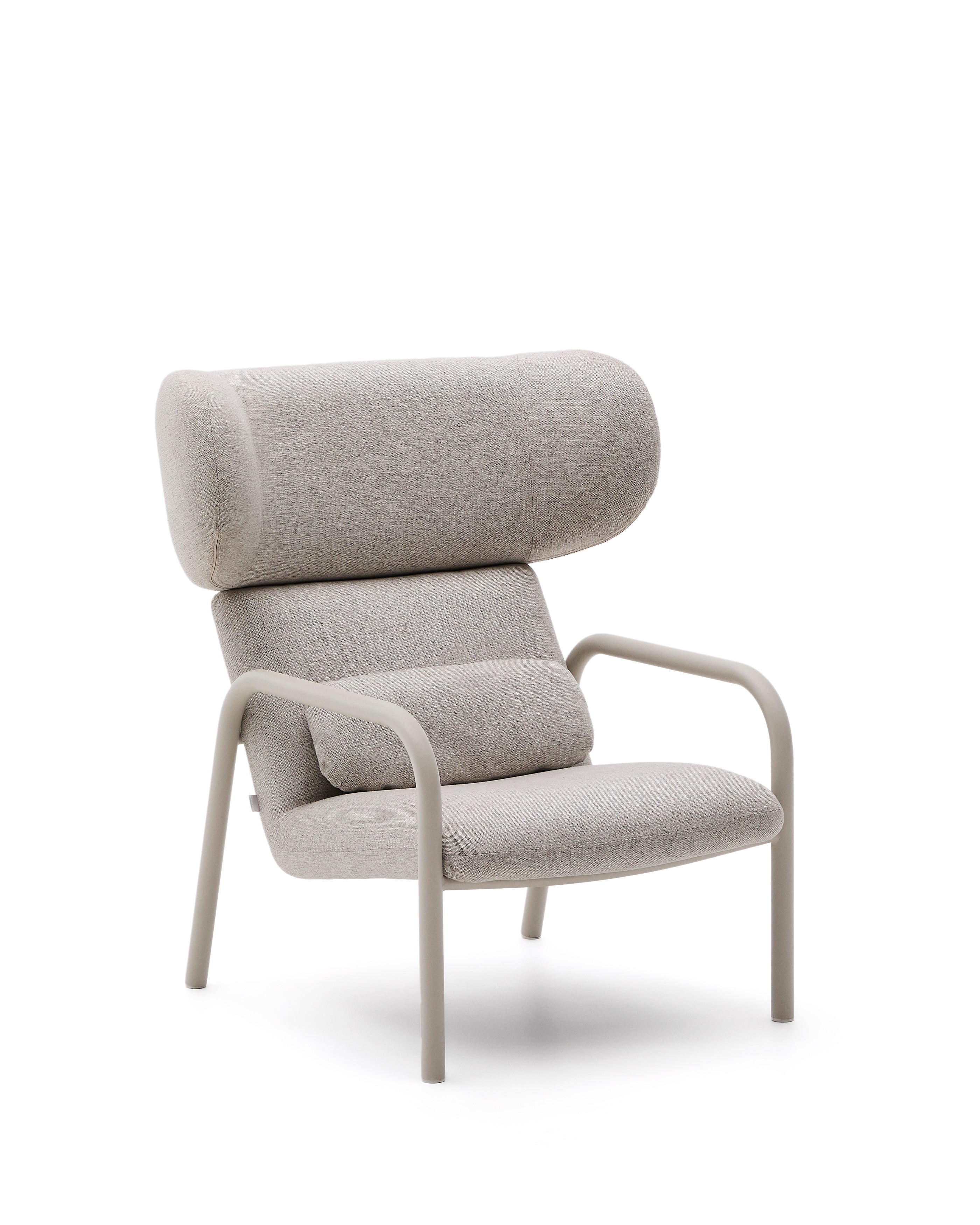 Inari armchair in beige and steel with beige painted finish FSC Mix Credit - Product Image
