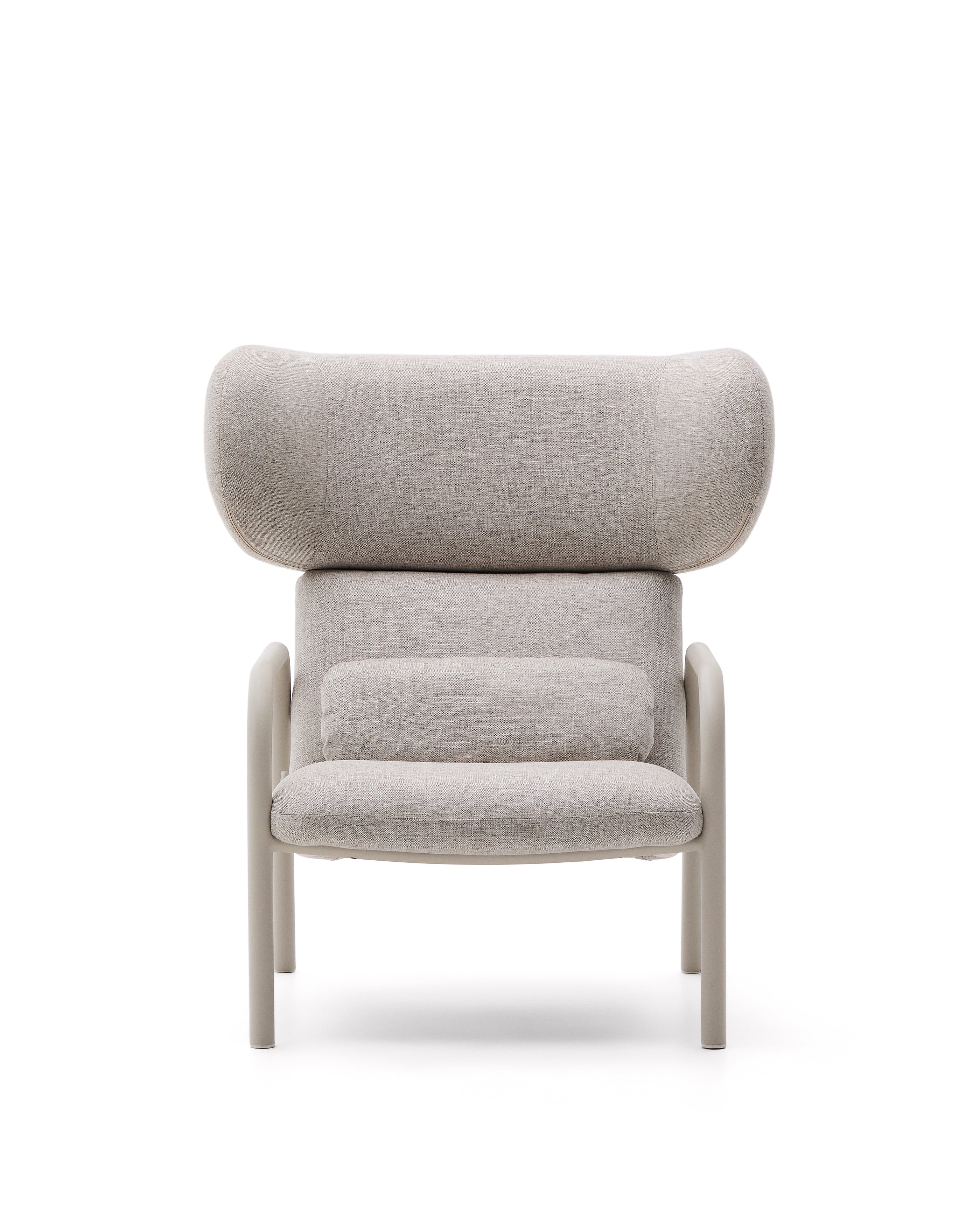 Inari armchair in beige and steel with beige painted finish FSC Mix Credit - Product Image
