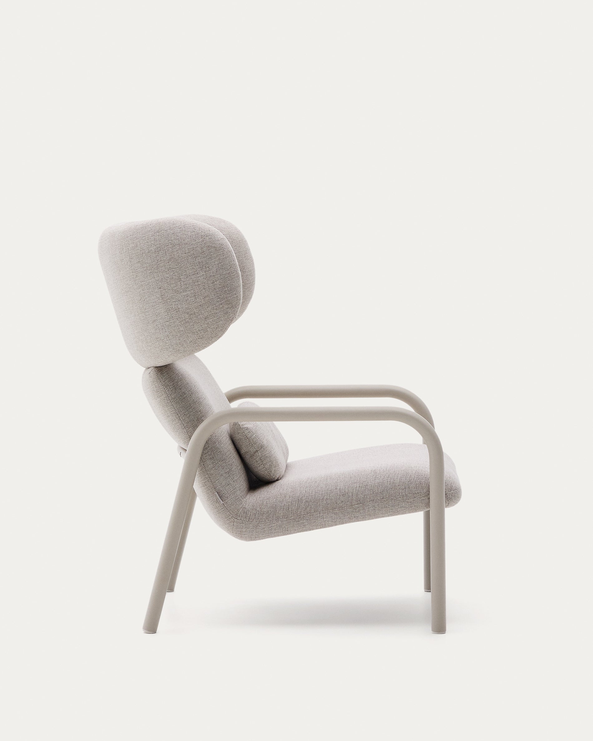 Inari armchair in beige and steel with beige painted finish FSC Mix Credit - Product View