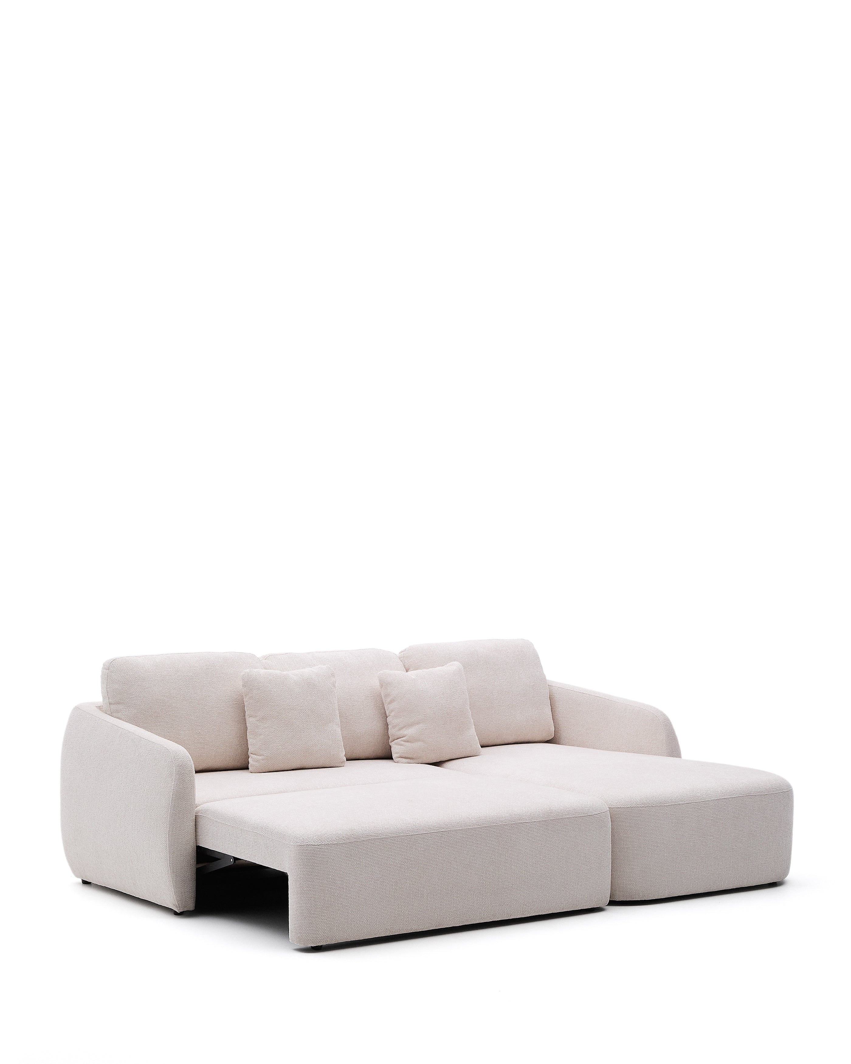 Laira 3-üléses chenille kanapéágy jobb oldali chaise longue-val, ecru, 246 cm, FSC Mix Credit