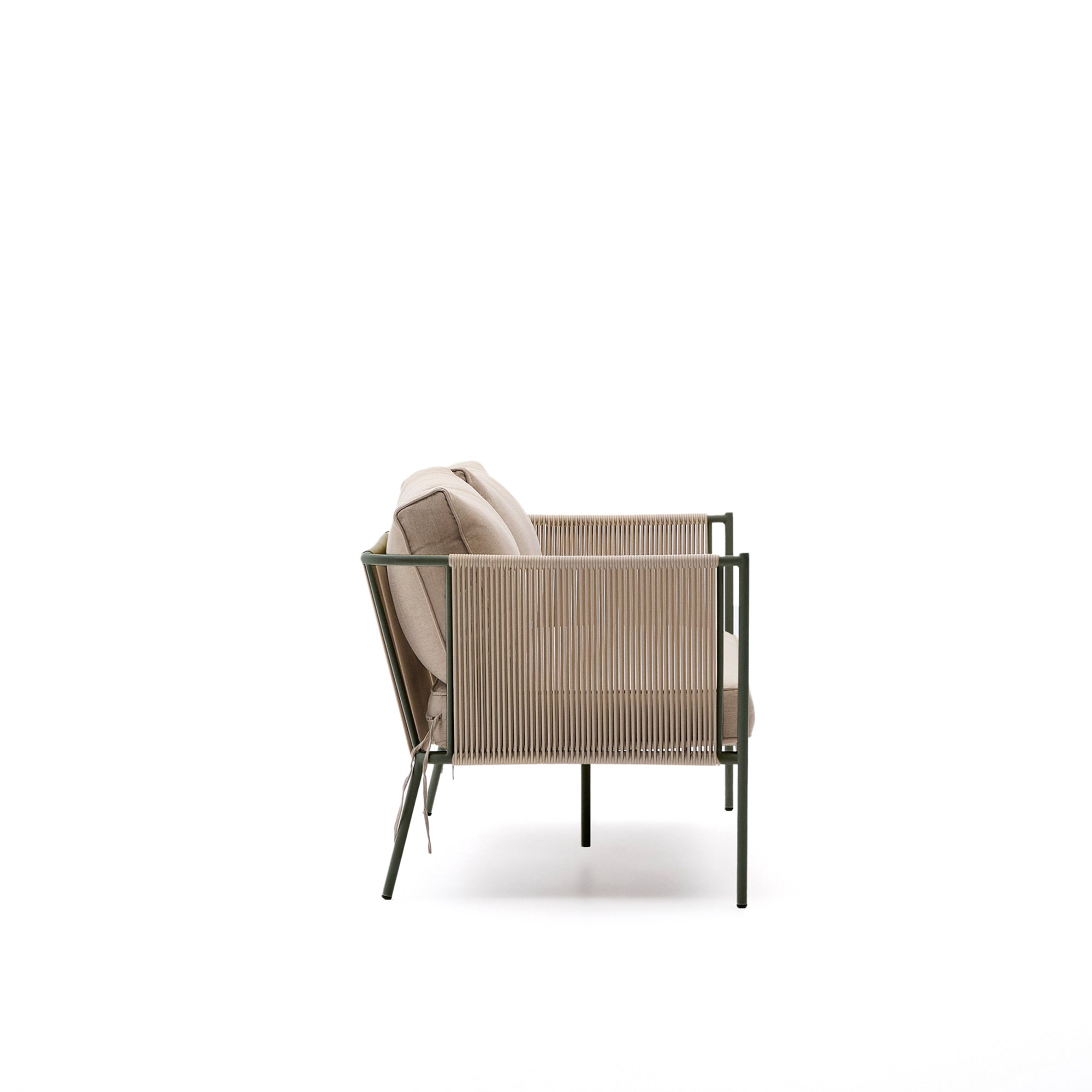 Zivia outdoor 2-seater sofa in ecru rope cord and green galvanised steel 178cm - Product Image