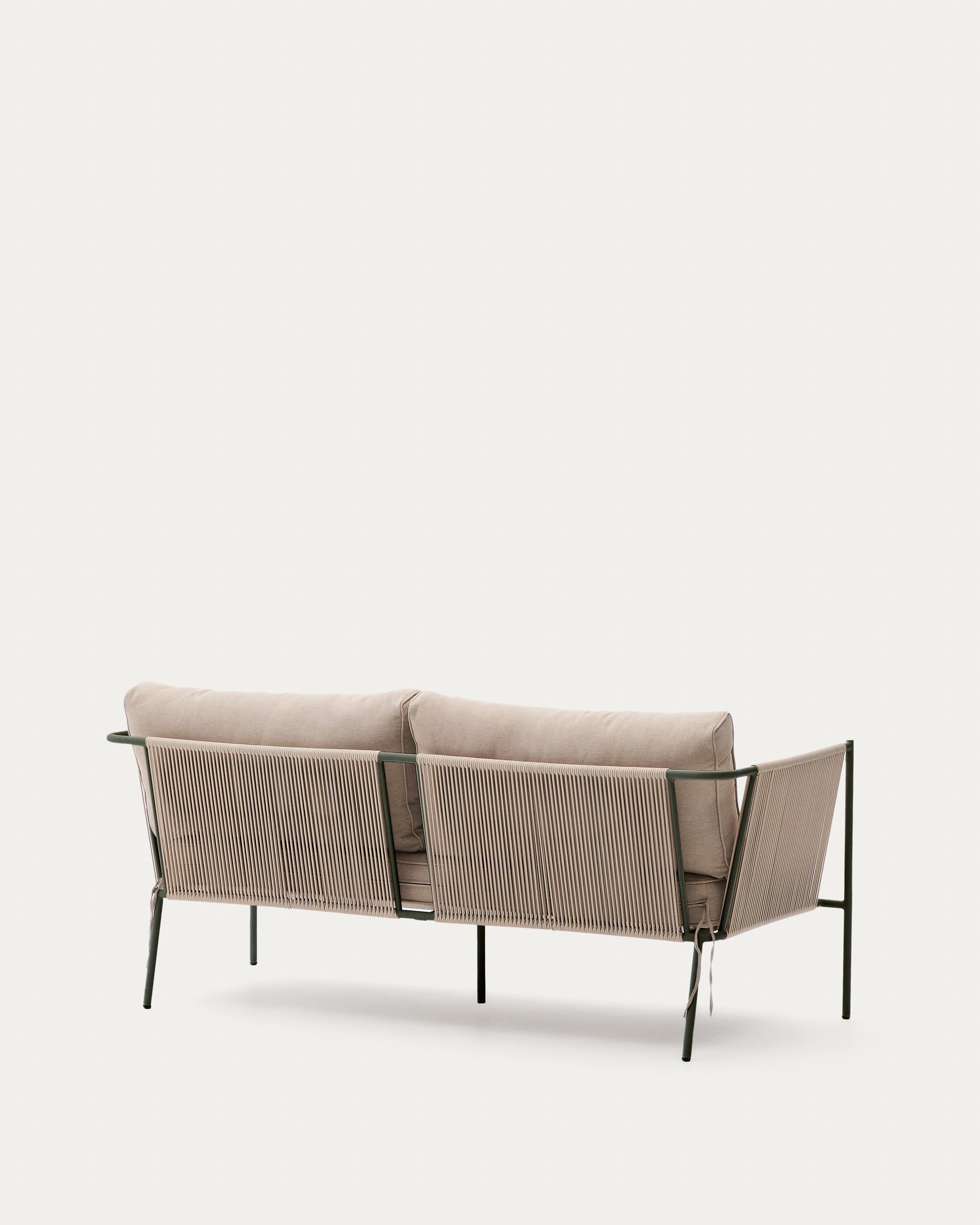 Zivia outdoor 2-seater sofa in ecru rope cord and green galvanised steel 178cm - Product View