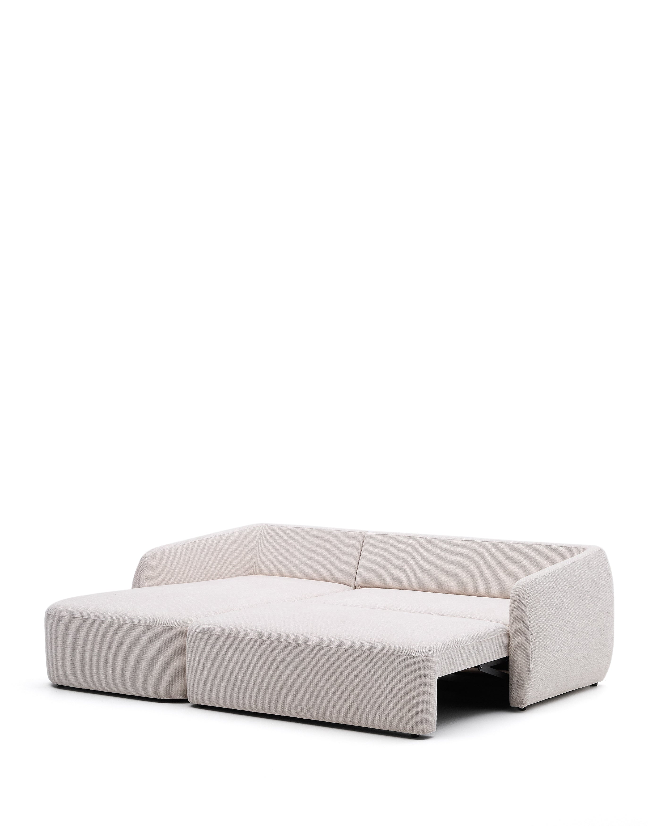 Laira háromszemélyes chenille kanapéágy bal oldali chaise longue-val, ecru, 246 cm, FSC Mix Credit