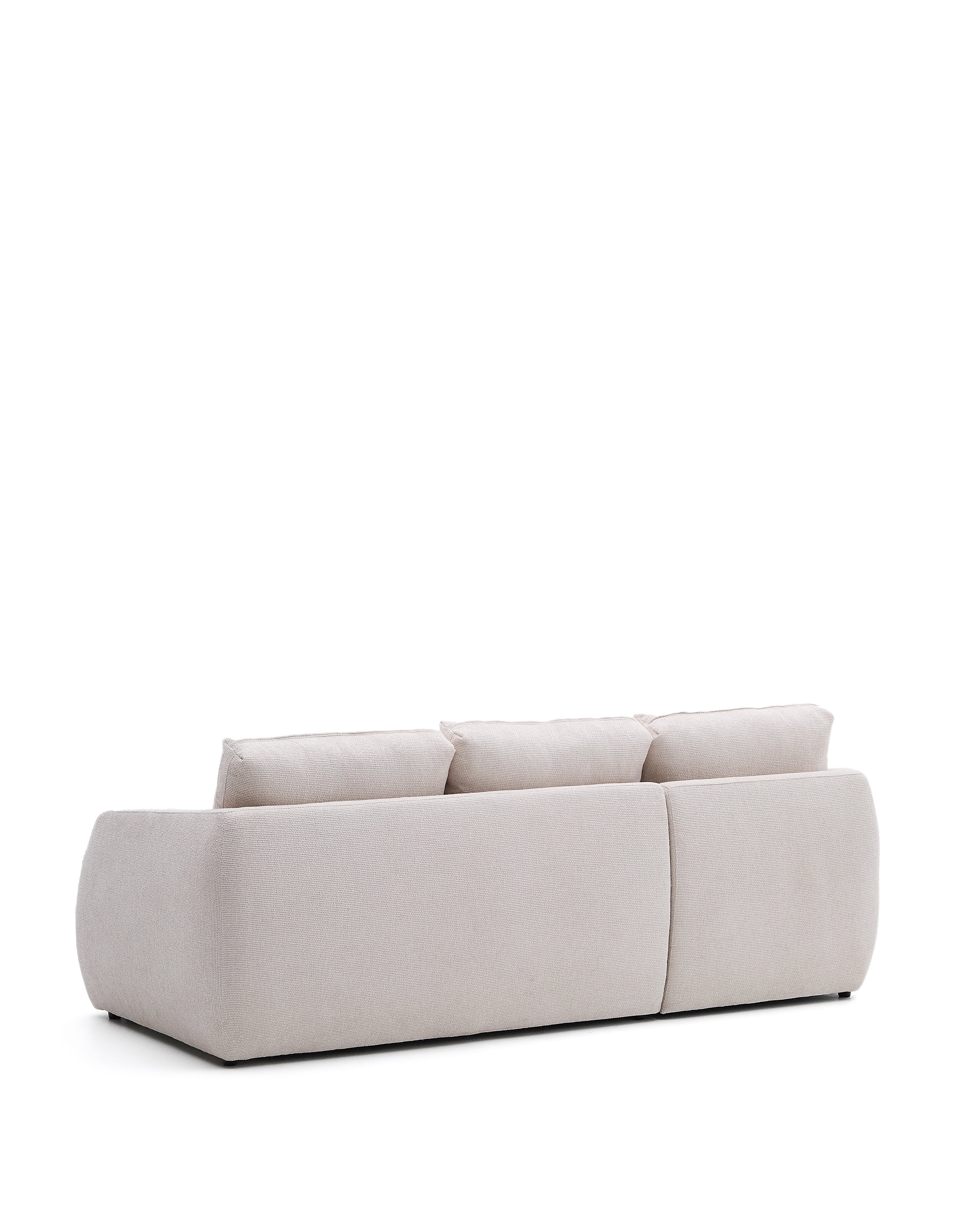 Laira háromszemélyes chenille kanapéágy bal oldali chaise longue-val, ecru, 246 cm, FSC Mix Credit