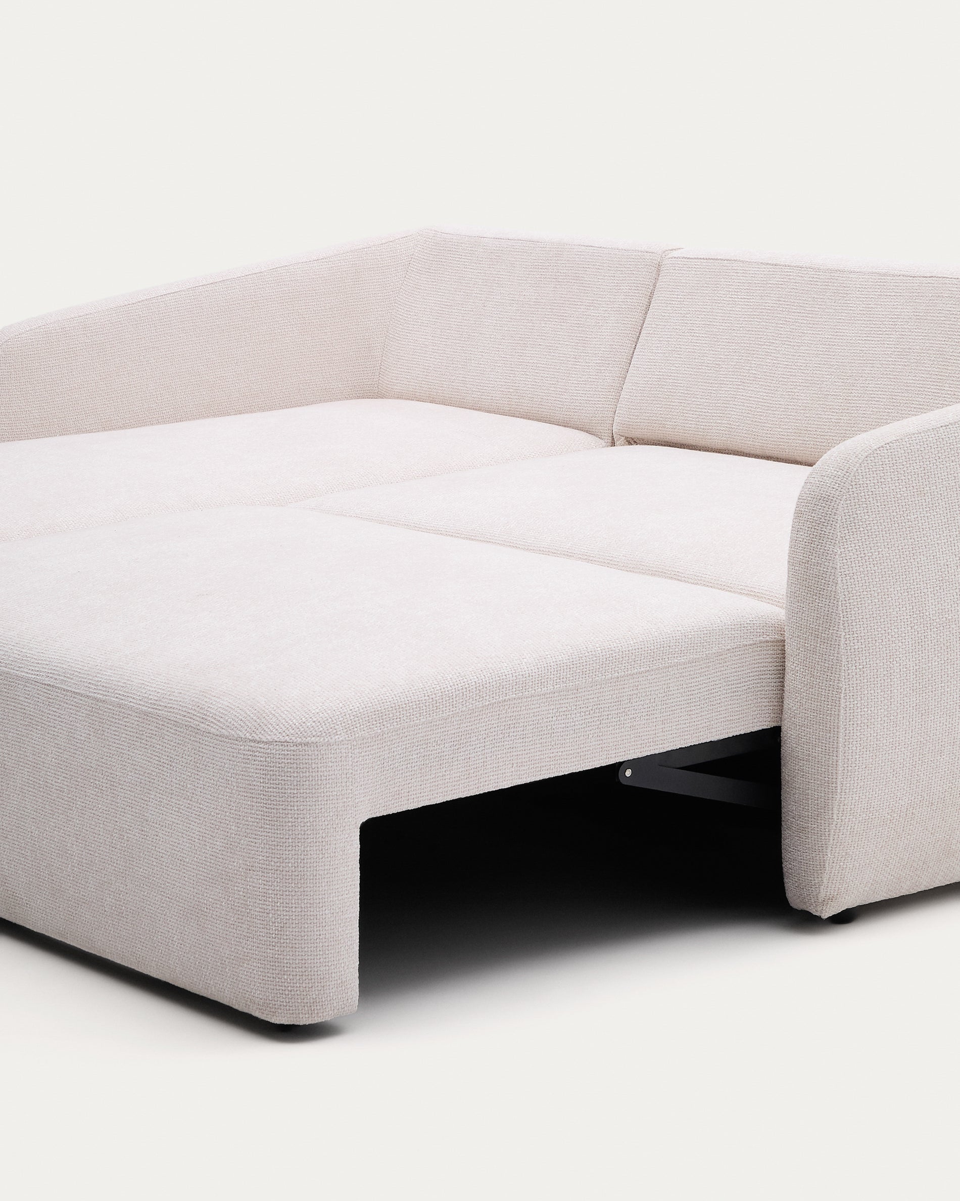 Laira háromszemélyes chenille kanapéágy bal oldali chaise longue-val, ecru, 246 cm, FSC Mix Credit