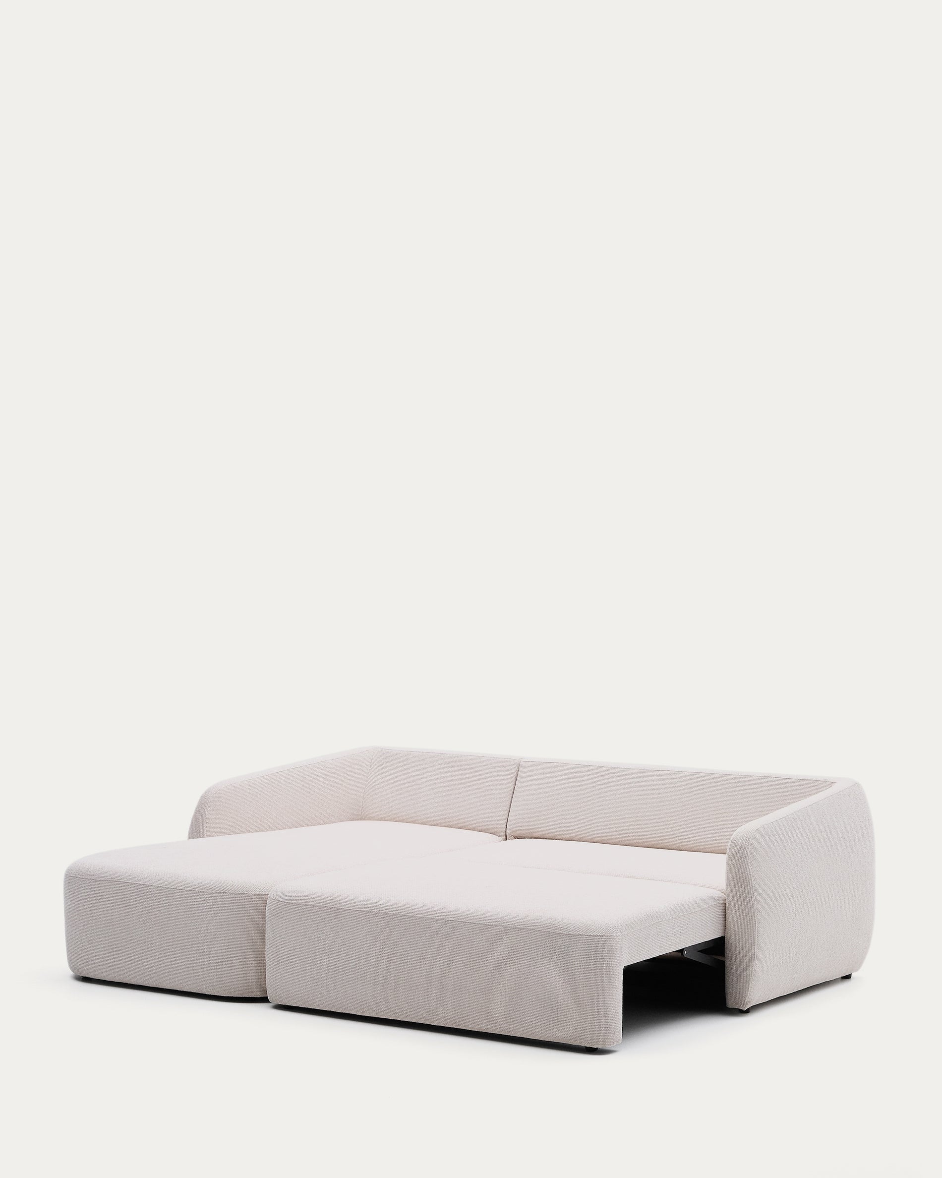 Laira háromszemélyes chenille kanapéágy bal oldali chaise longue-val, ecru, 246 cm, FSC Mix Credit