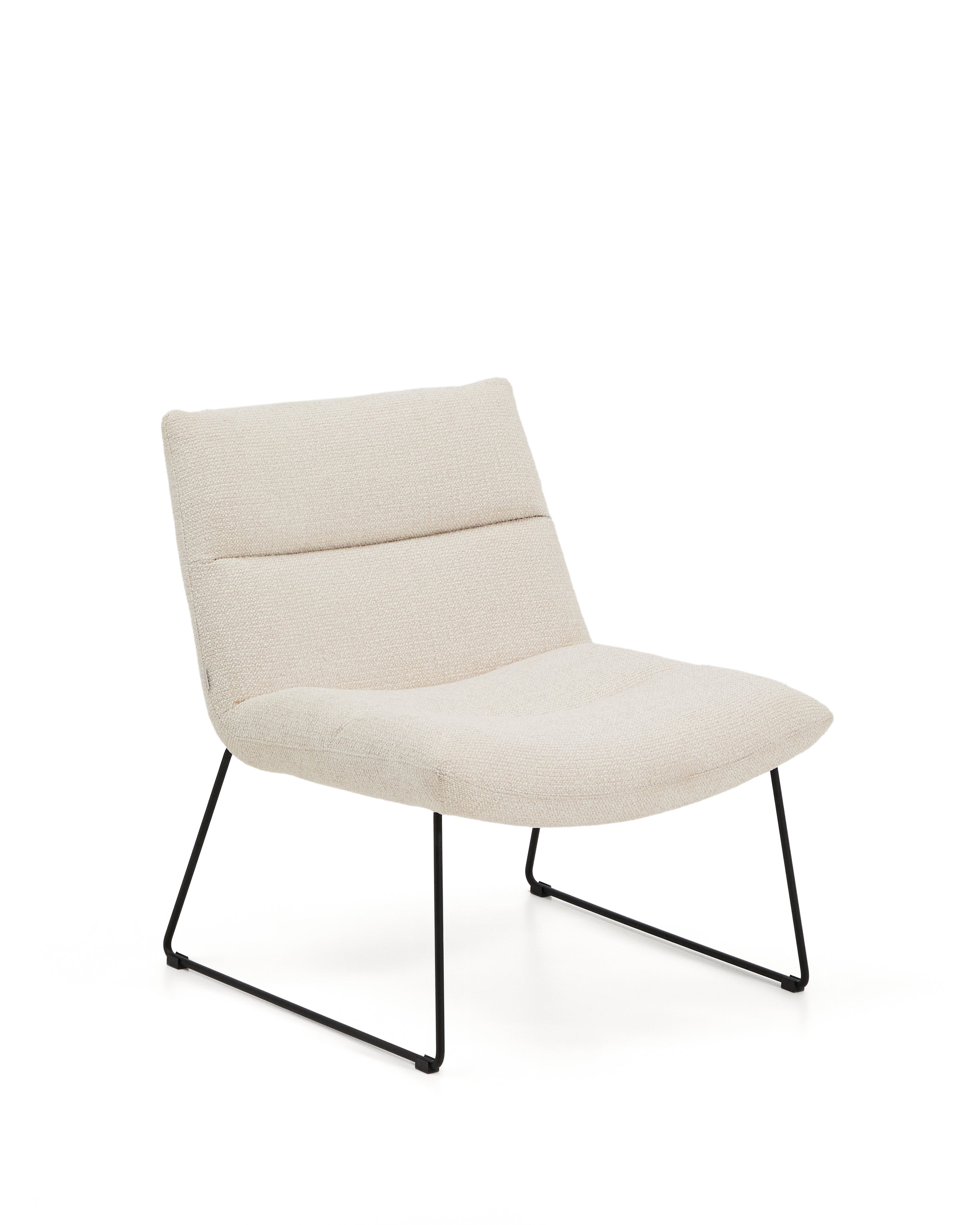 Asen beige chenille armchair with black steel legs FSC 100% - Product Image