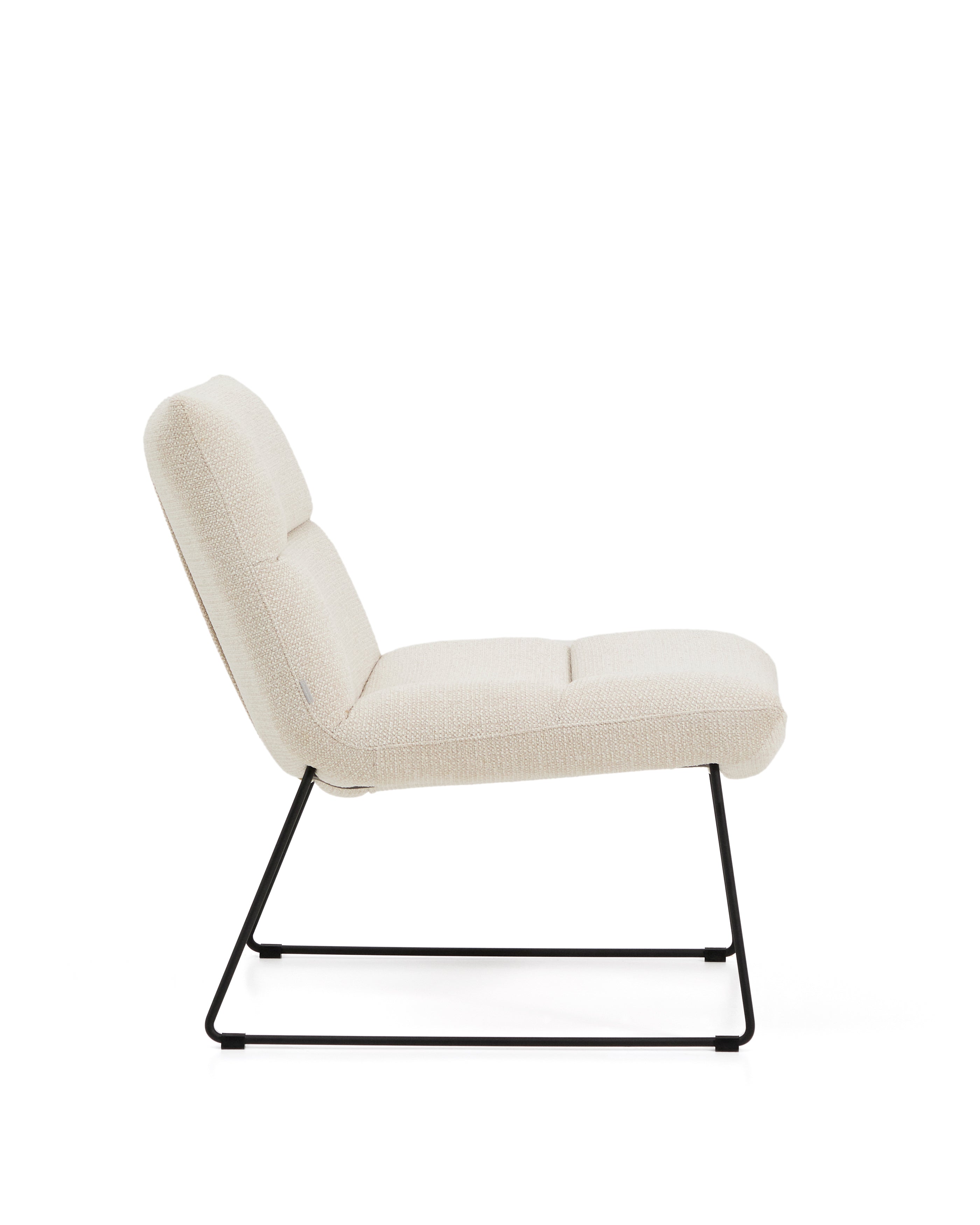 Asen beige chenille armchair with black steel legs FSC 100% - Product Image