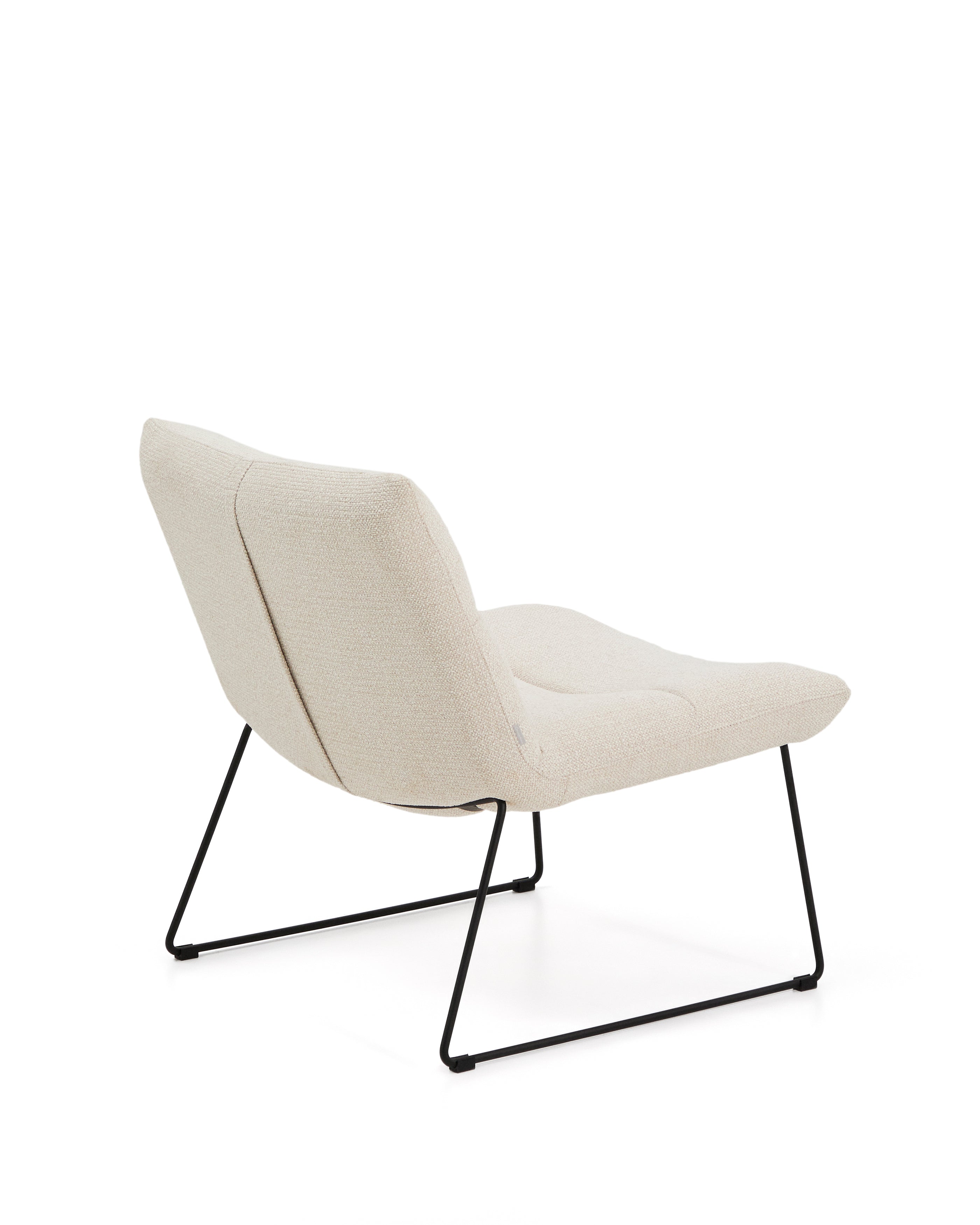 Asen beige chenille armchair with black steel legs FSC 100% - Product Image