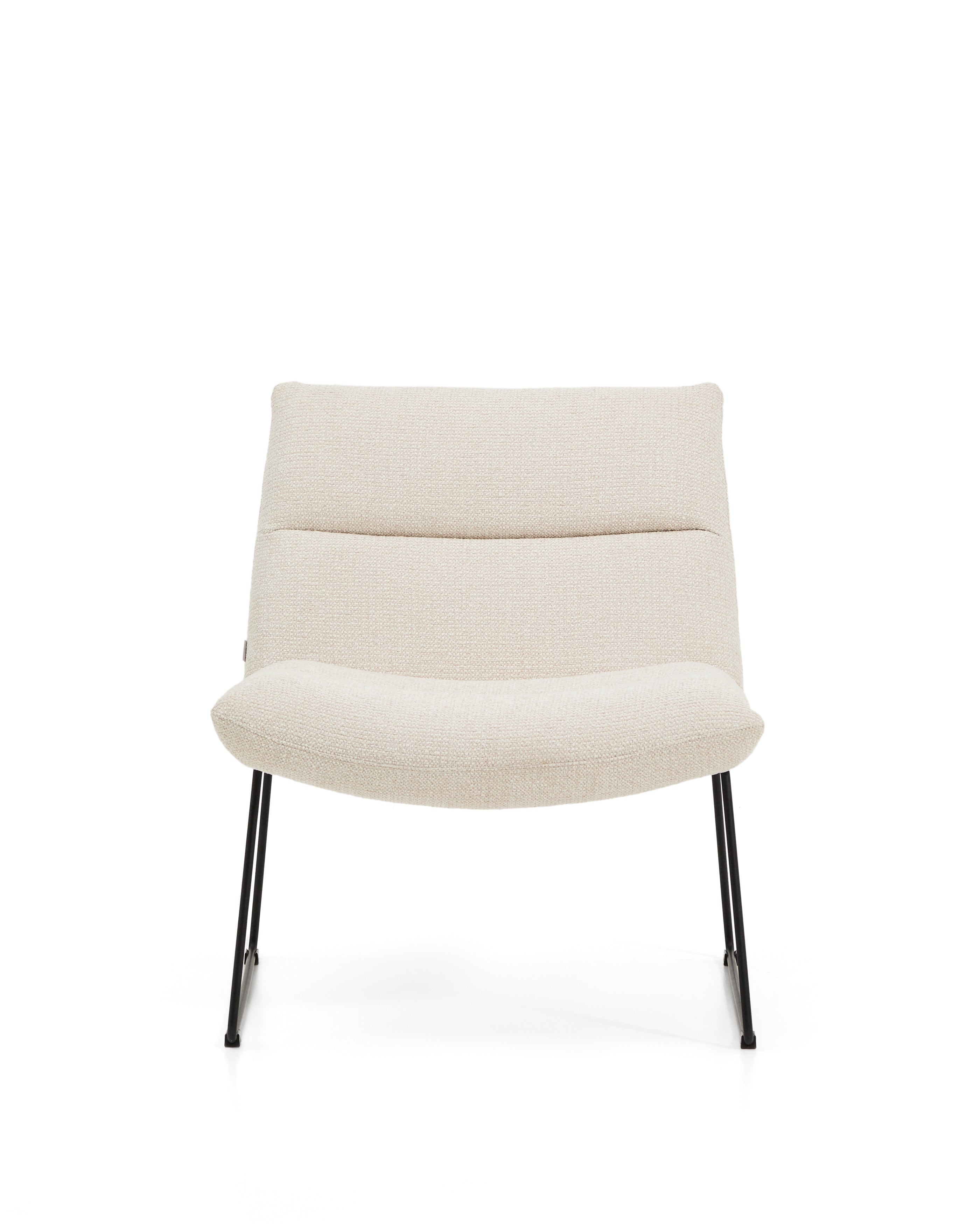 Asen beige chenille armchair with black steel legs FSC 100% - Product Image