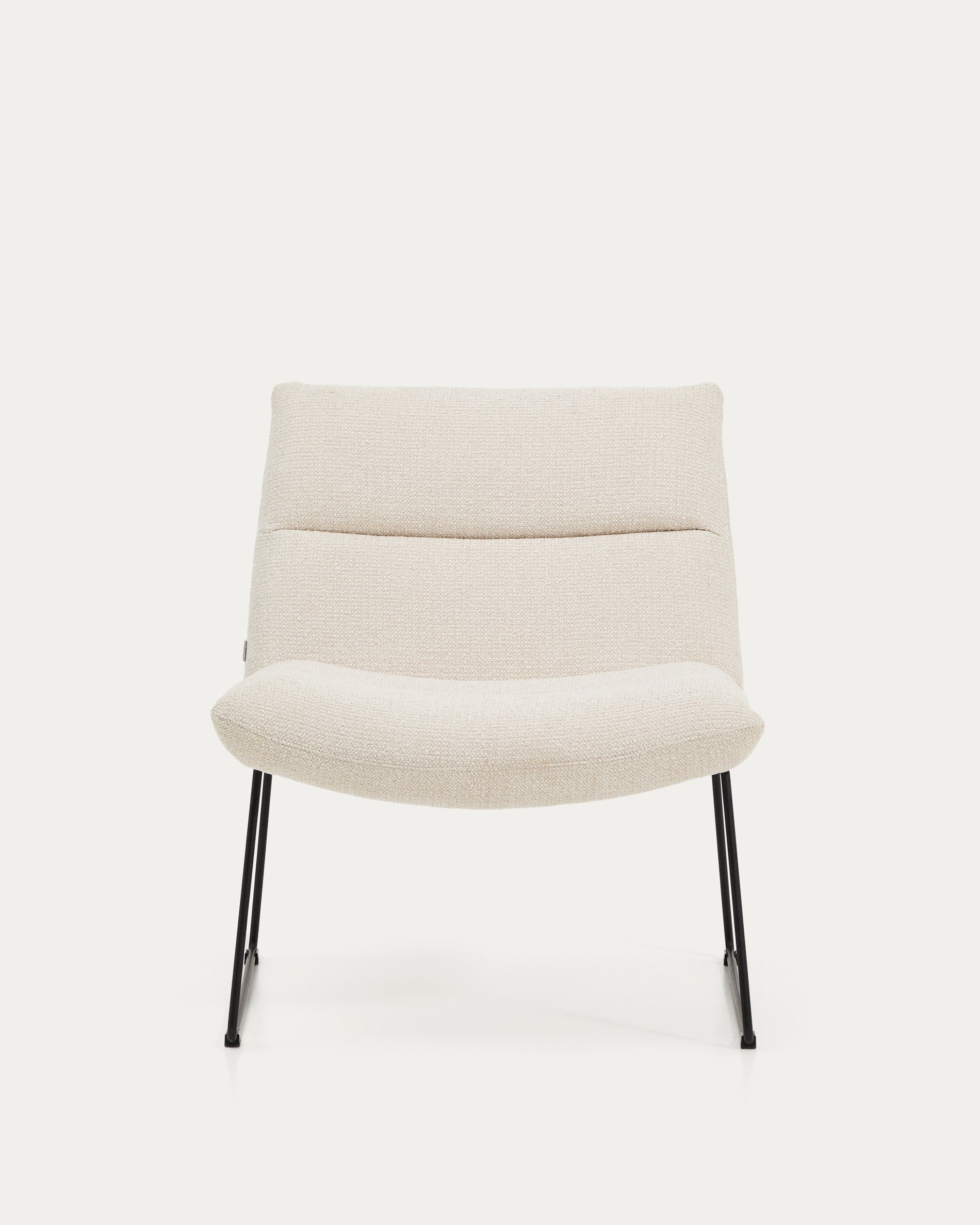 Asen beige chenille armchair with black steel legs FSC 100% - Product View