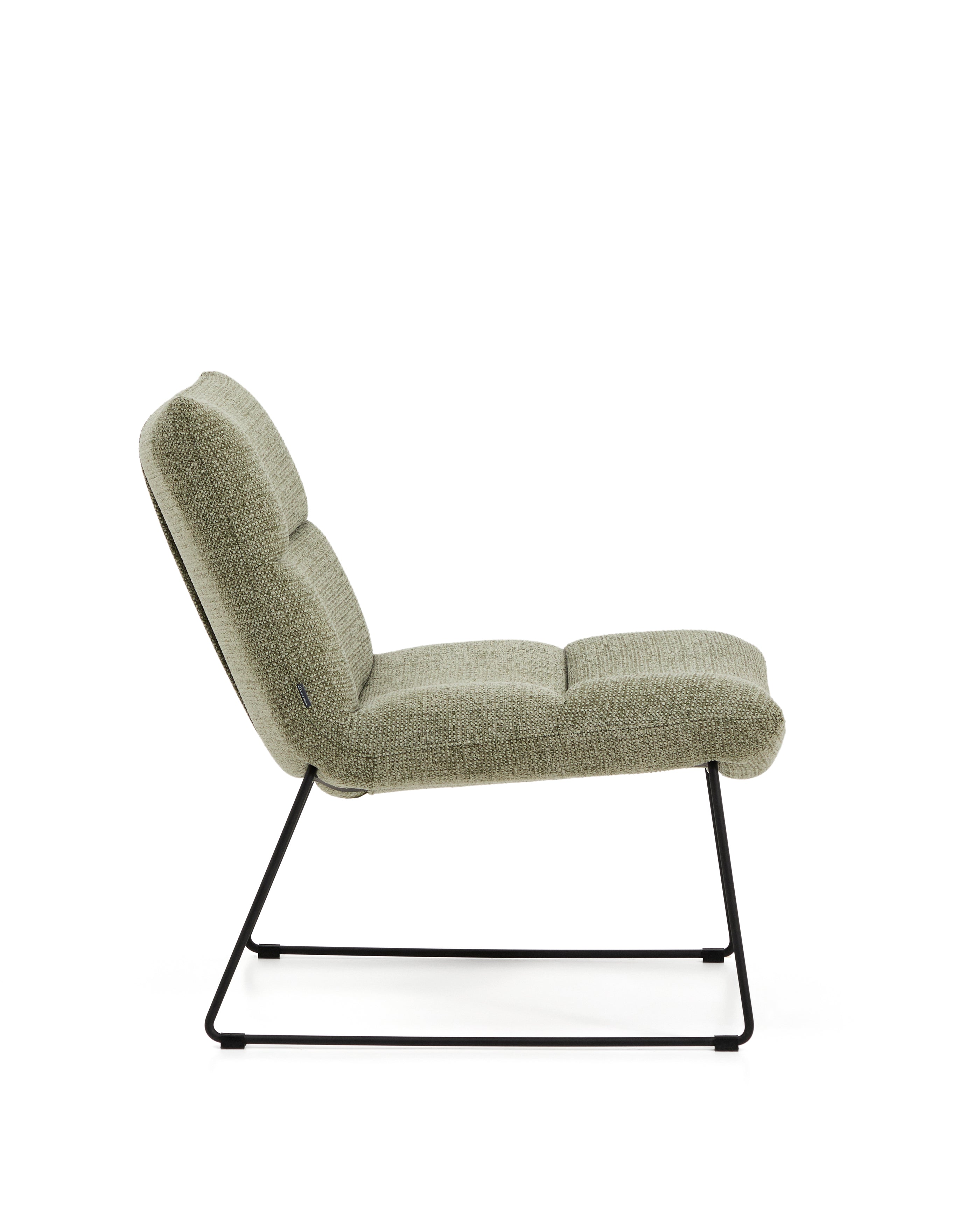 Asen green chenille armchair with black steel legs FSC 100% - Product Image