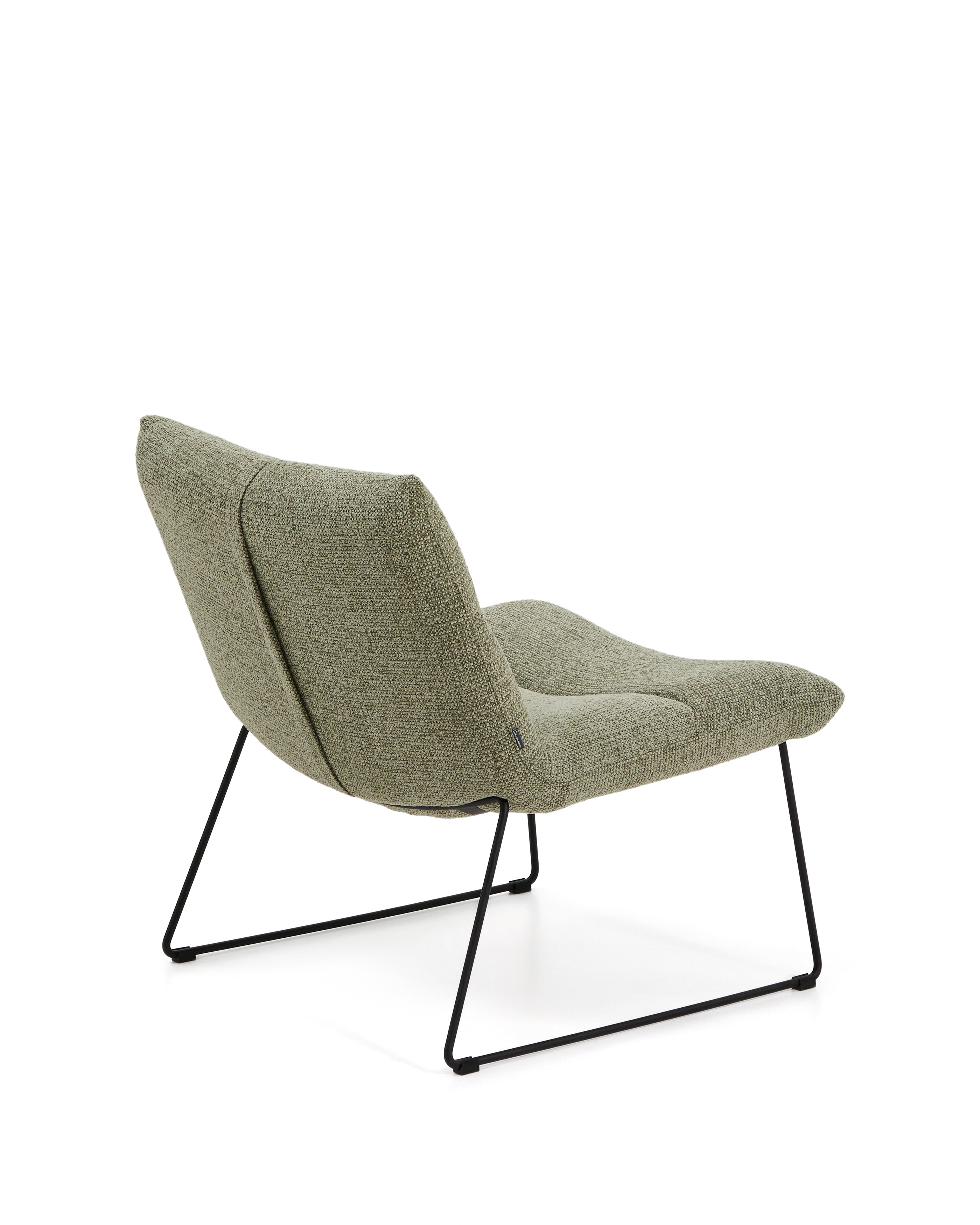 Asen green chenille armchair with black steel legs FSC 100% - Product Image