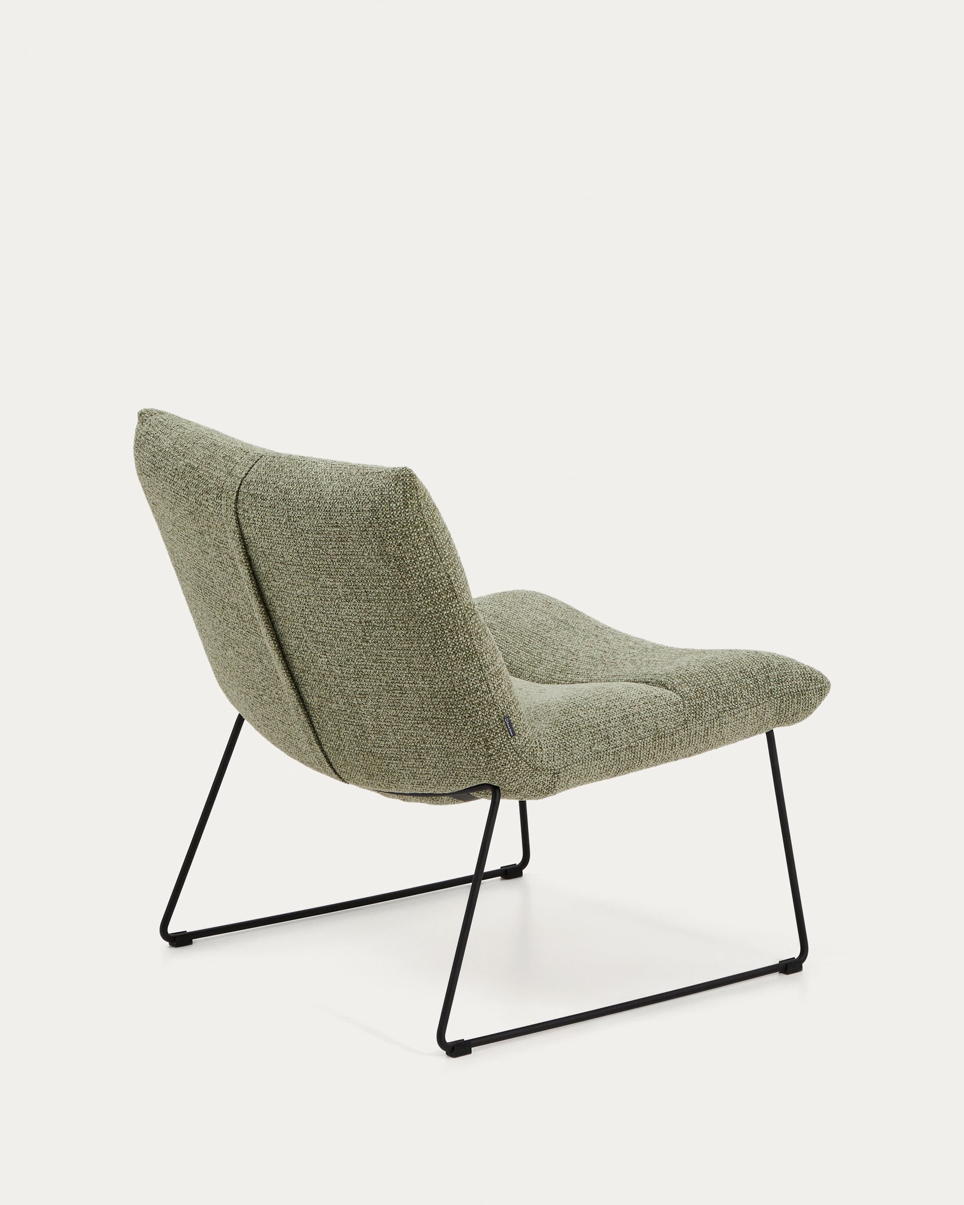 Asen green chenille armchair with black steel legs FSC 100% - Product View