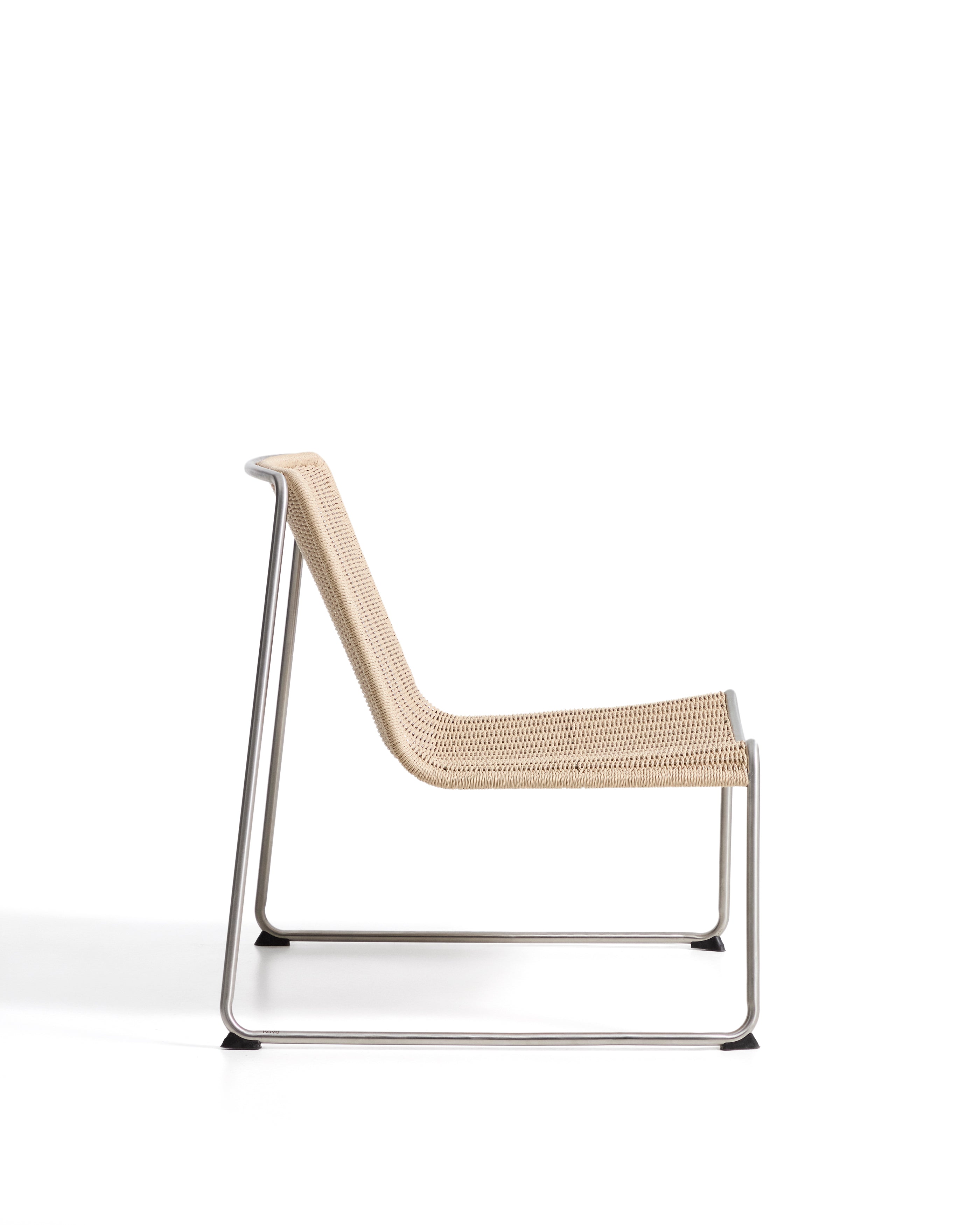 Tavari stackable armchair in beige synthetic rope cord and brushed-effect stainless steel - Product Image