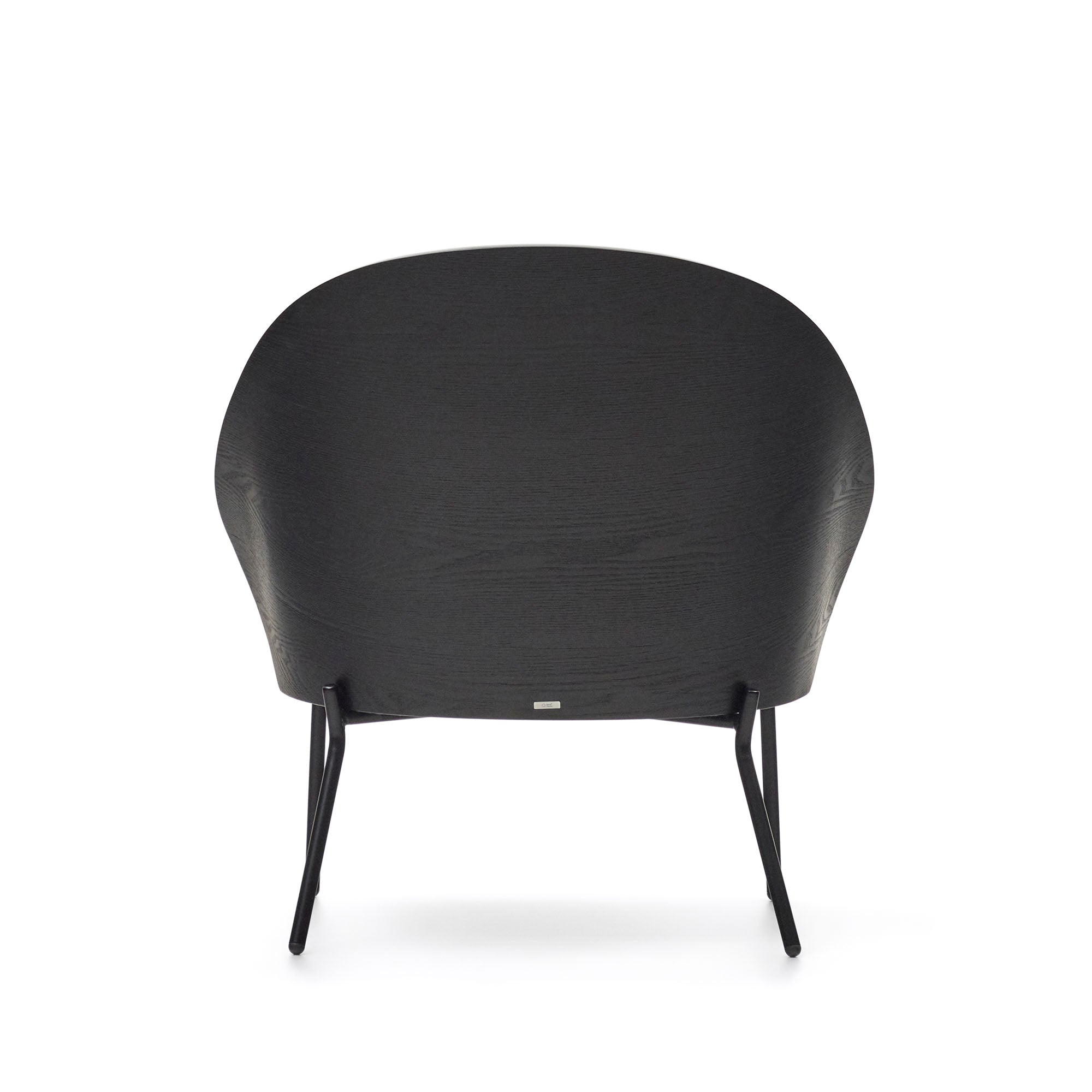 Eamy light grey armchair in an ash wood veneer with a black finish and black metal - Product Image