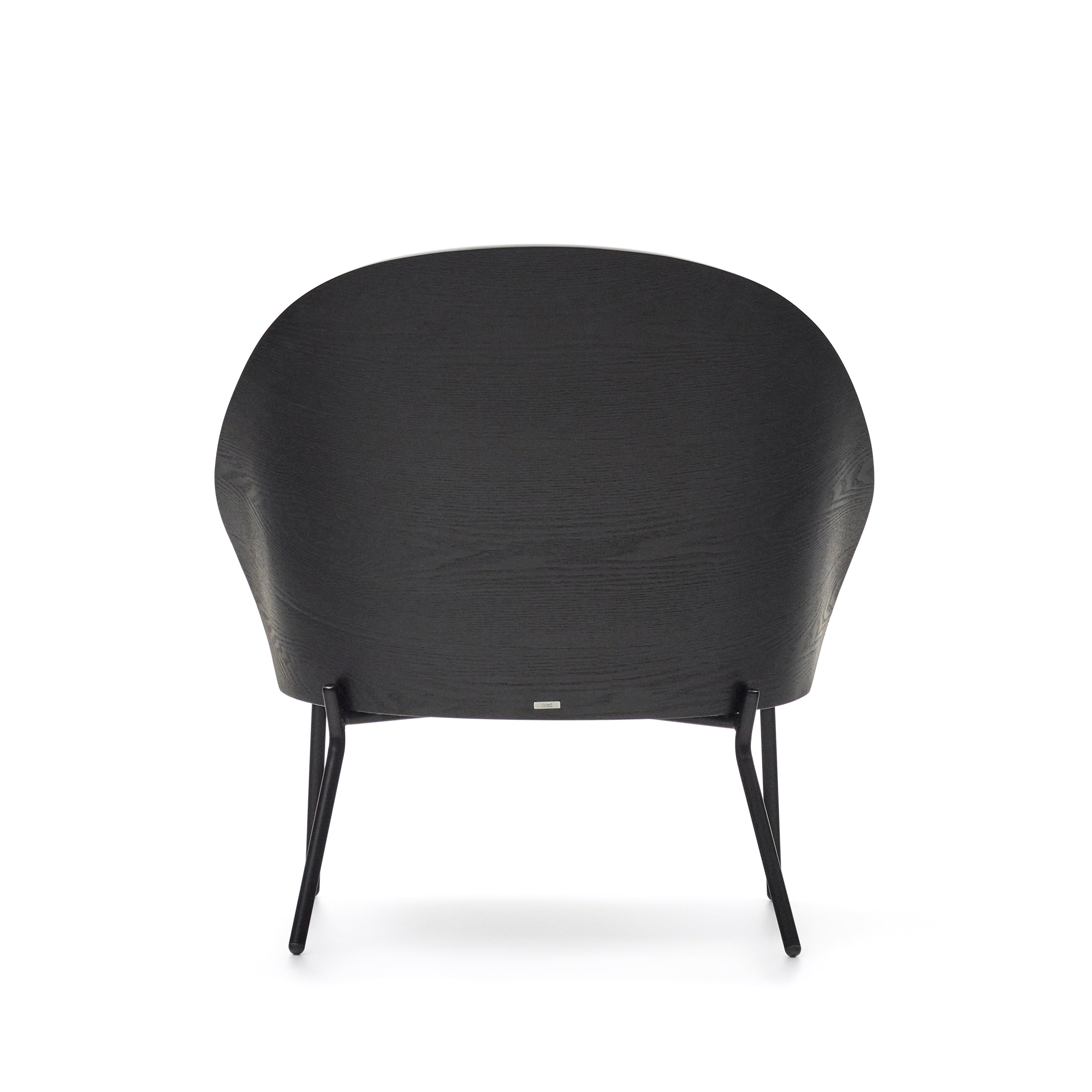 Eamy light grey armchair in an ash wood veneer with a black finish and black metal - Product Image