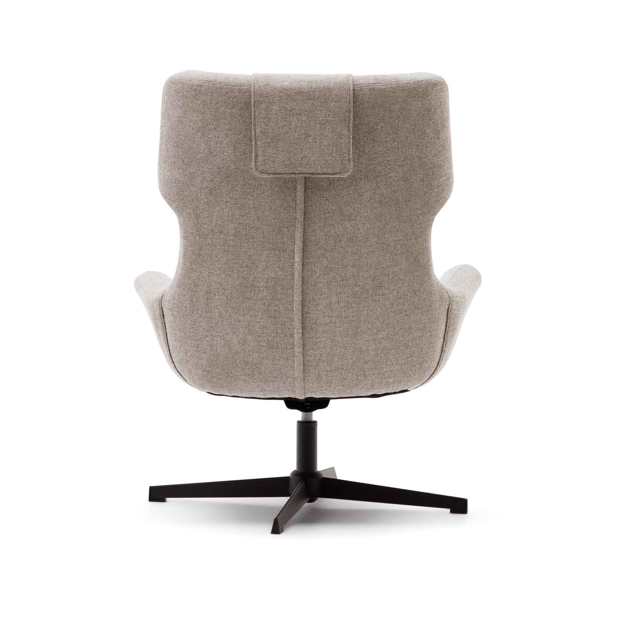 Zalina swivel armchair in beige chenille and steel with black finish FSC 100% - Product Image