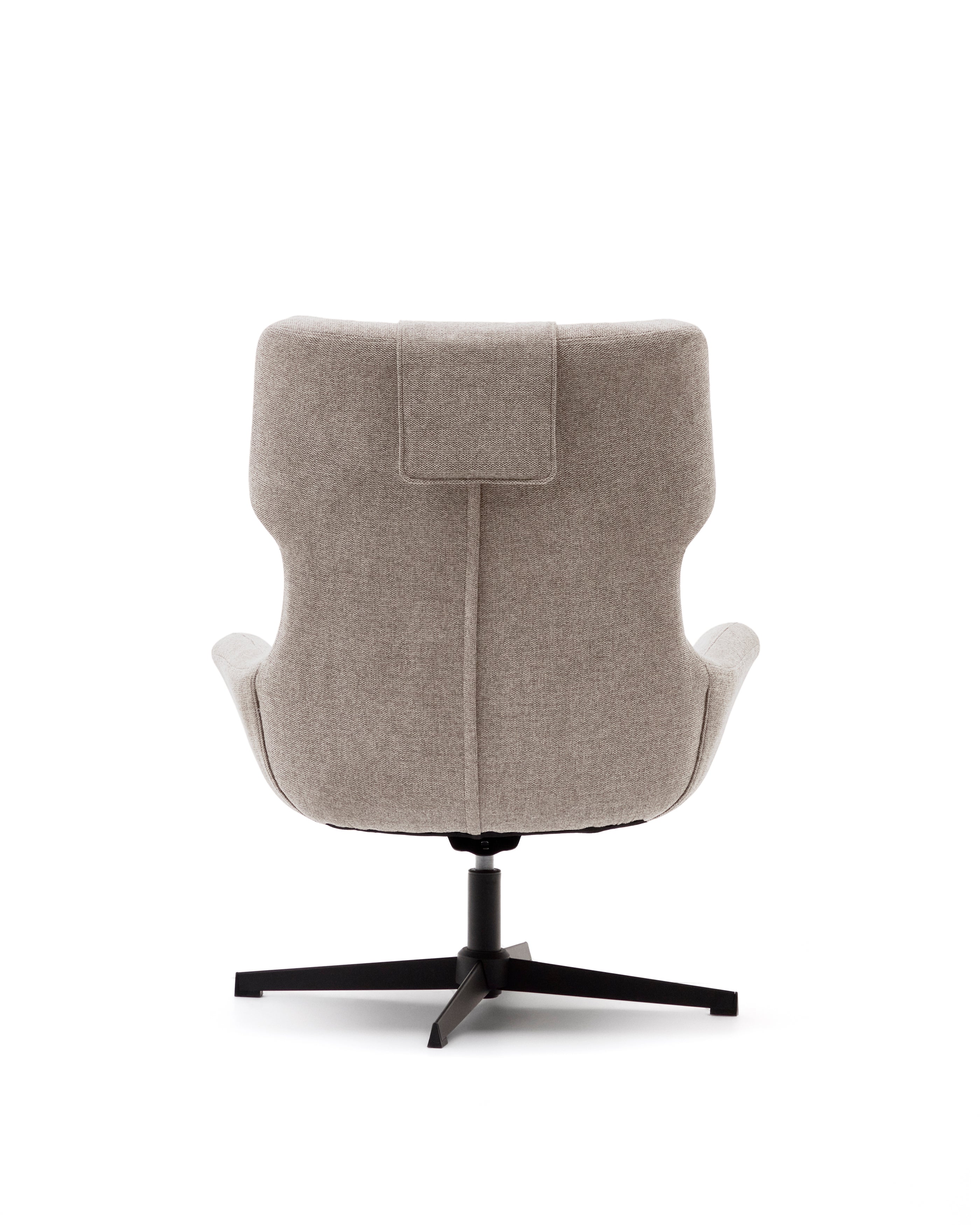 Zalina swivel armchair in beige chenille and steel with black finish FSC 100% - Product Image