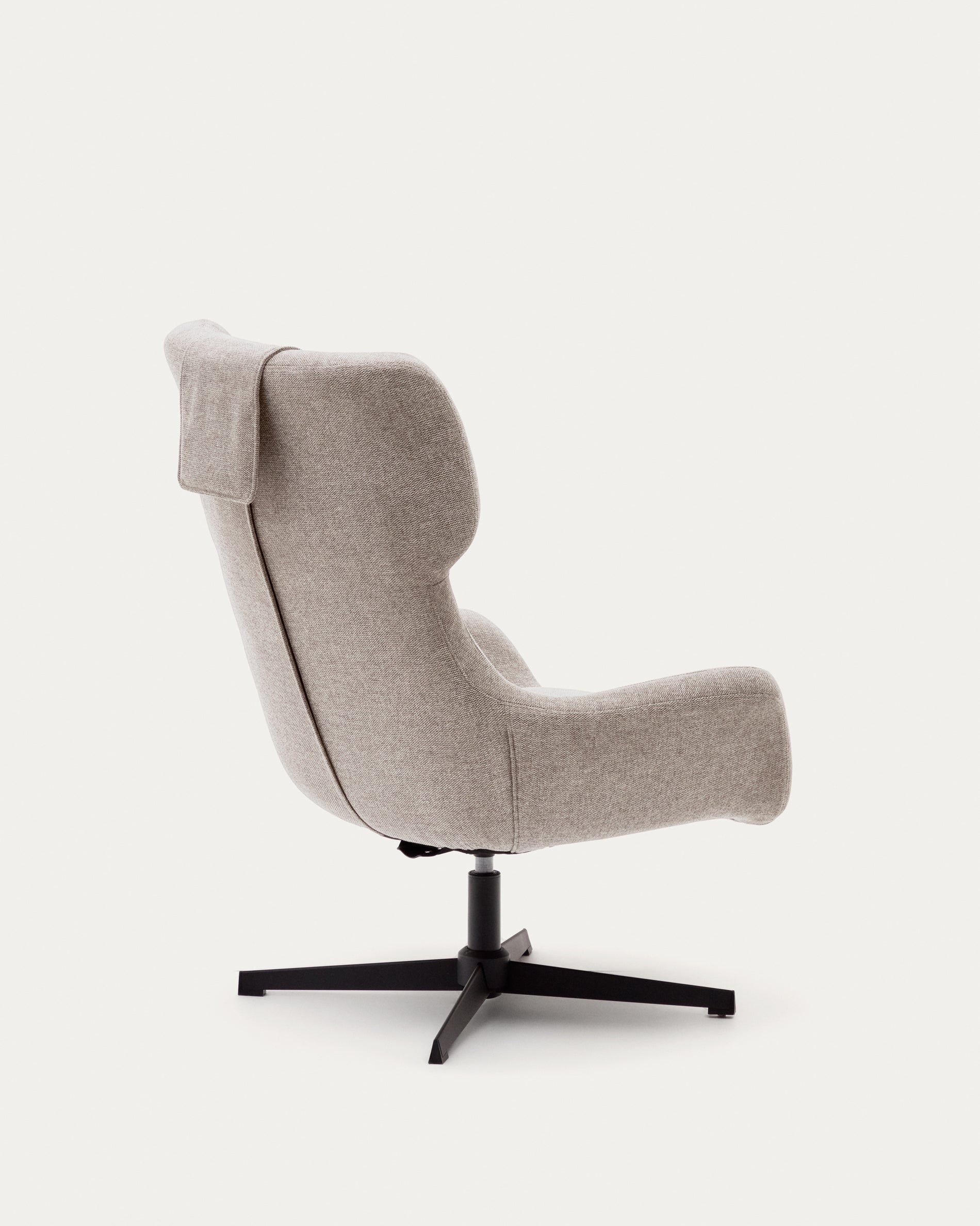 Zalina swivel armchair in beige chenille and steel with black finish FSC 100% - Product View