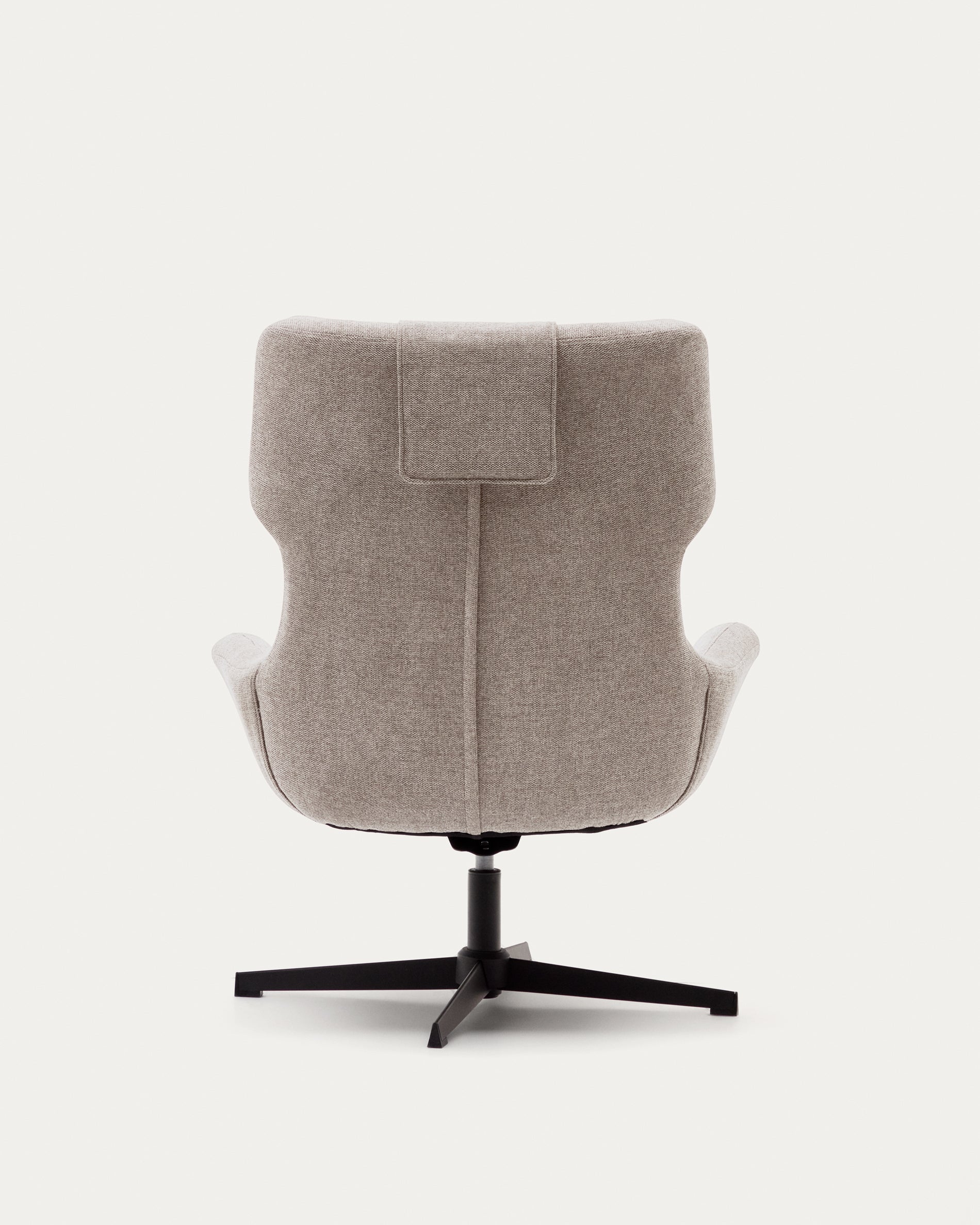 Zalina swivel armchair in beige chenille and steel with black finish FSC 100% - Product View