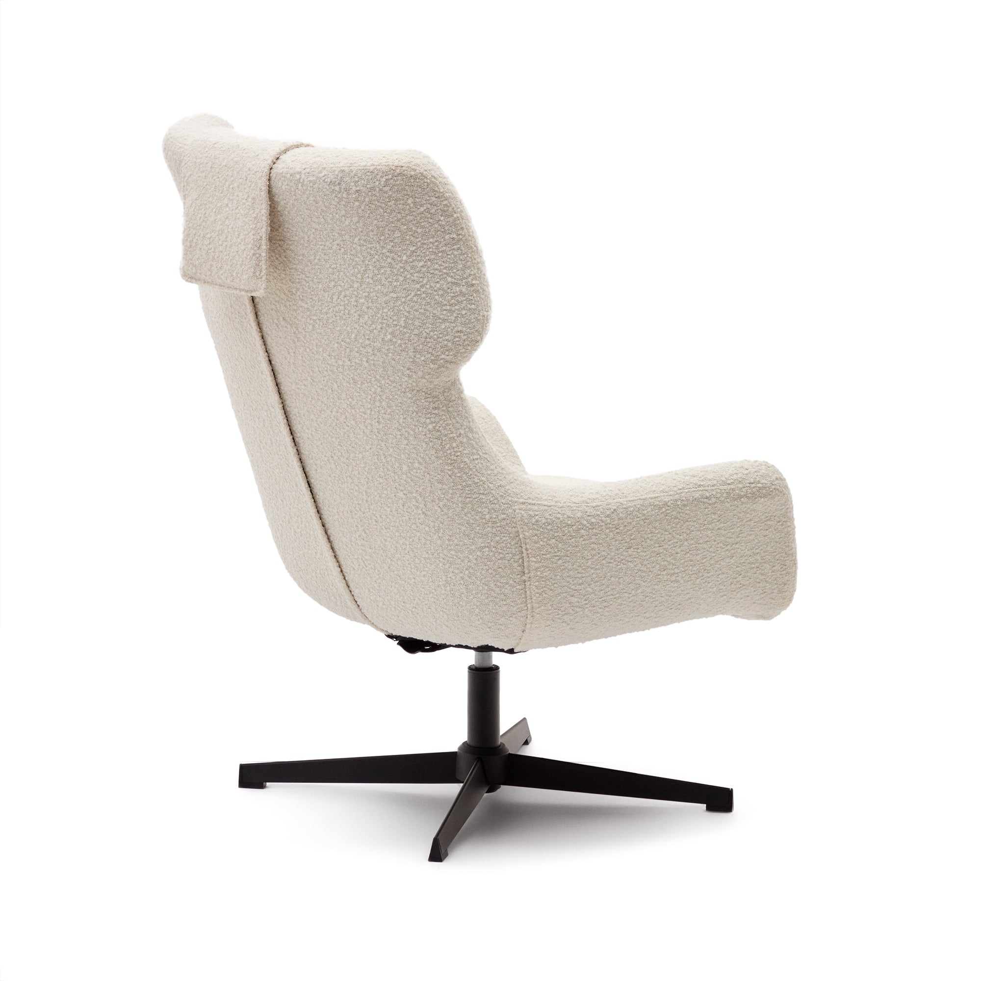 Zalina swivel armchair in white bouclé and steel with black finish FSC 100% - Product Image