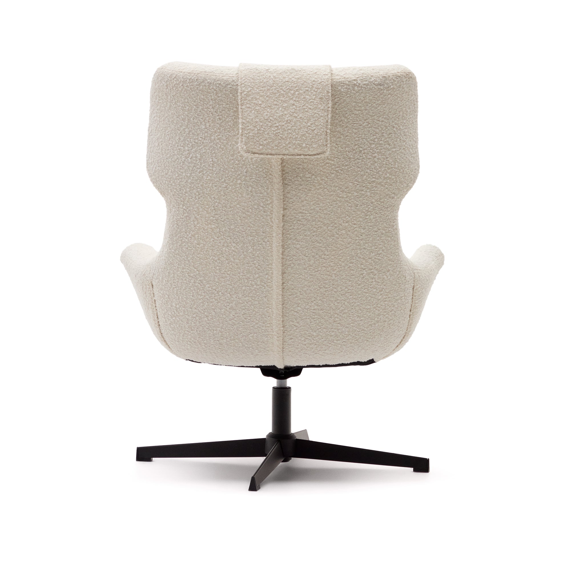 Zalina swivel armchair in white bouclé and steel with black finish FSC 100% - Product Image