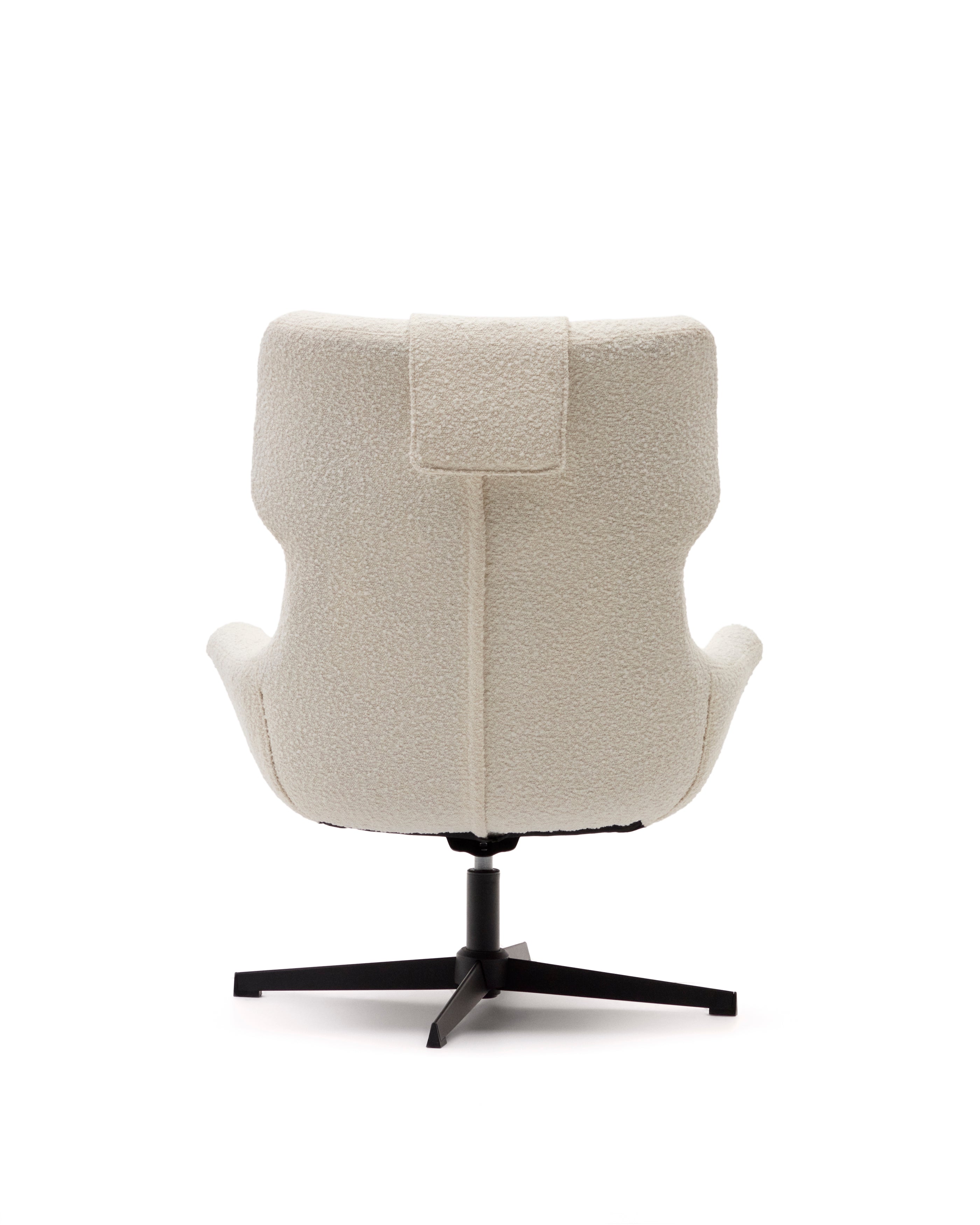 Zalina swivel armchair in white bouclé and steel with black finish FSC 100% - Product Image