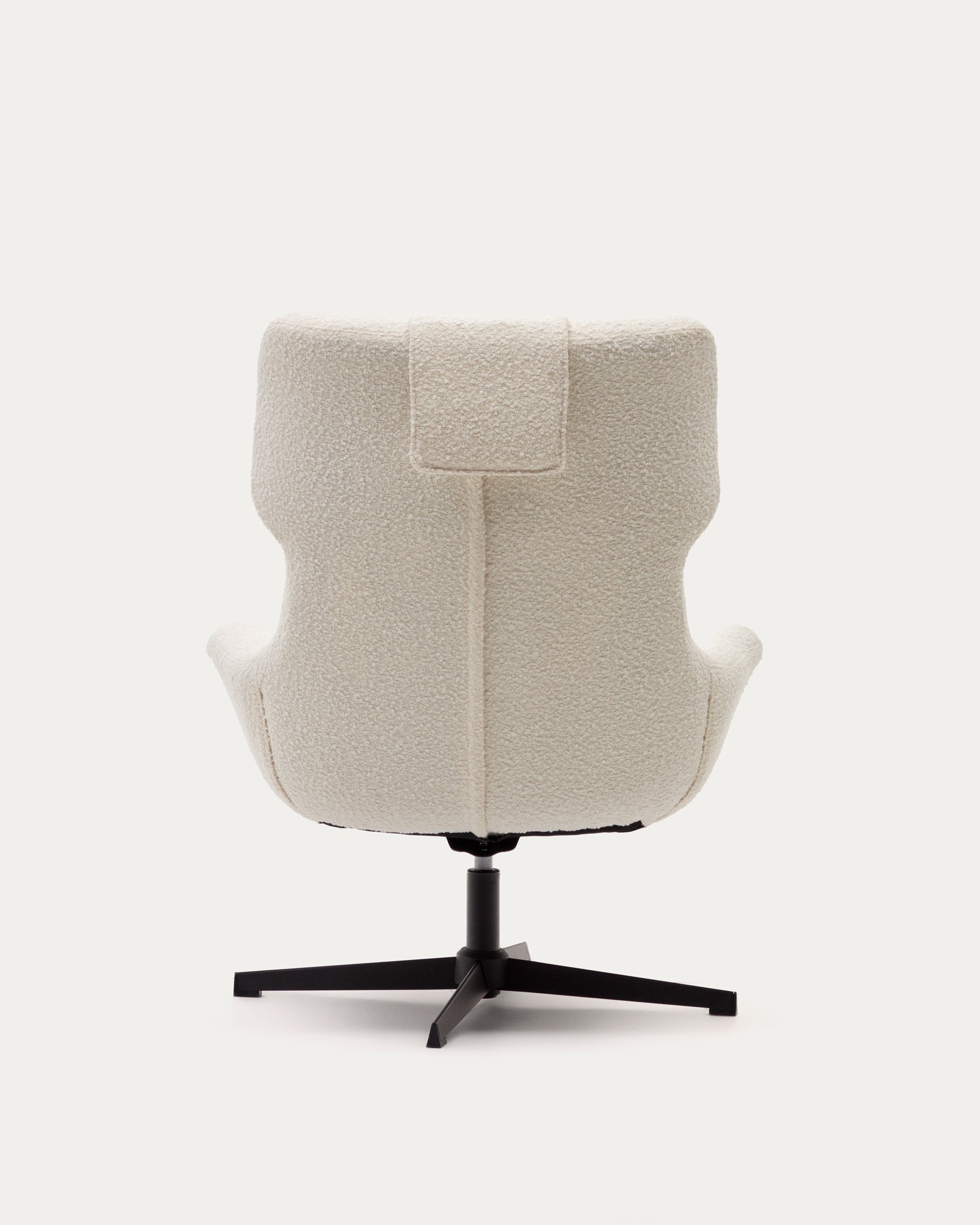 Zalina swivel armchair in white bouclé and steel with black finish FSC 100% - Product View