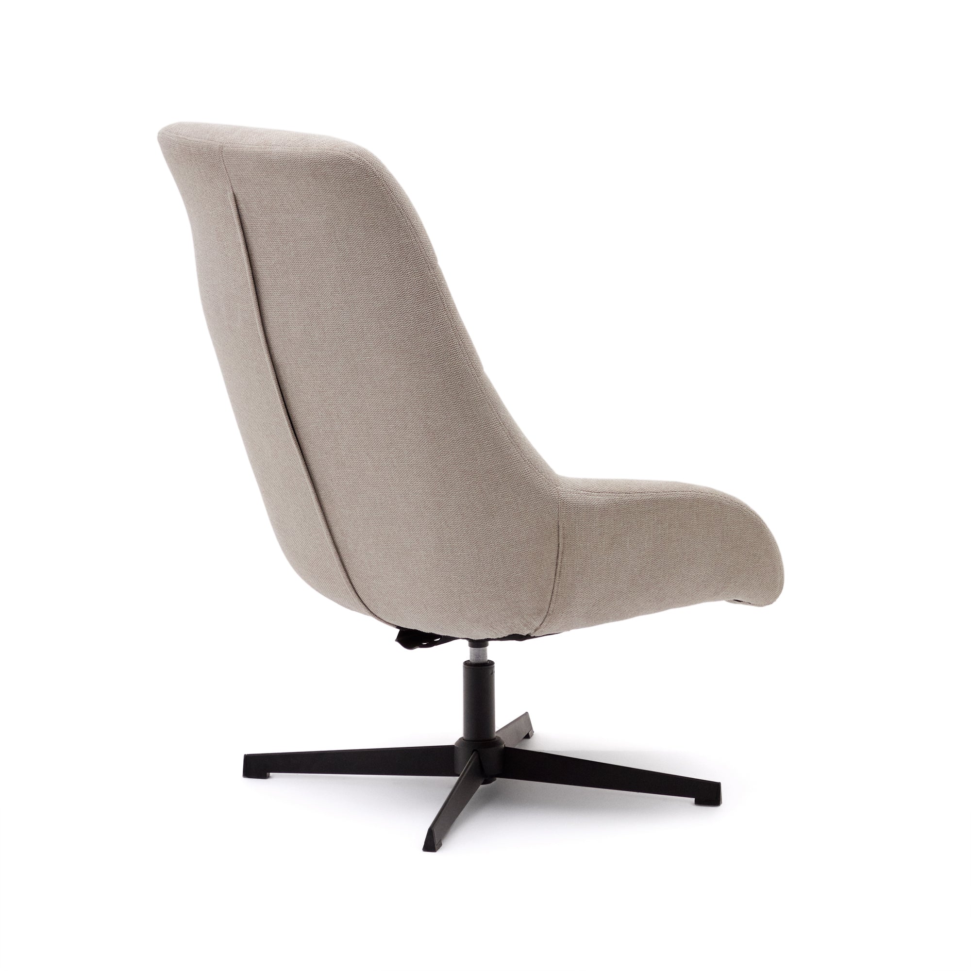 Celida swivel armchair in beige chenille and steel with black finish FSC 100% - Product Image